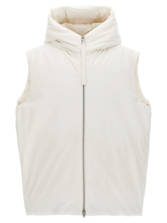 White Polyester Sleeveless Jacket