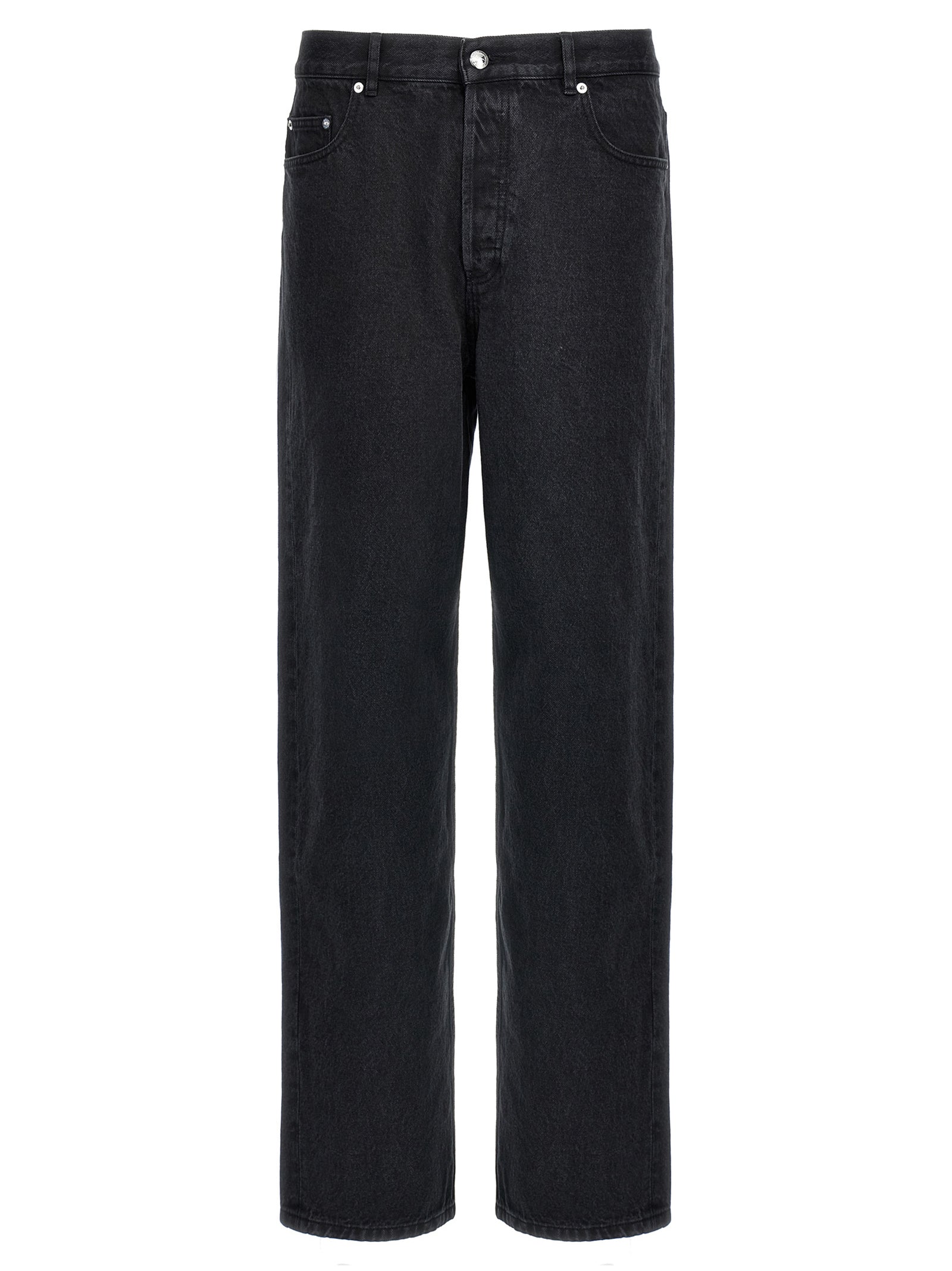 Black Cotton Straight-Leg Jeans