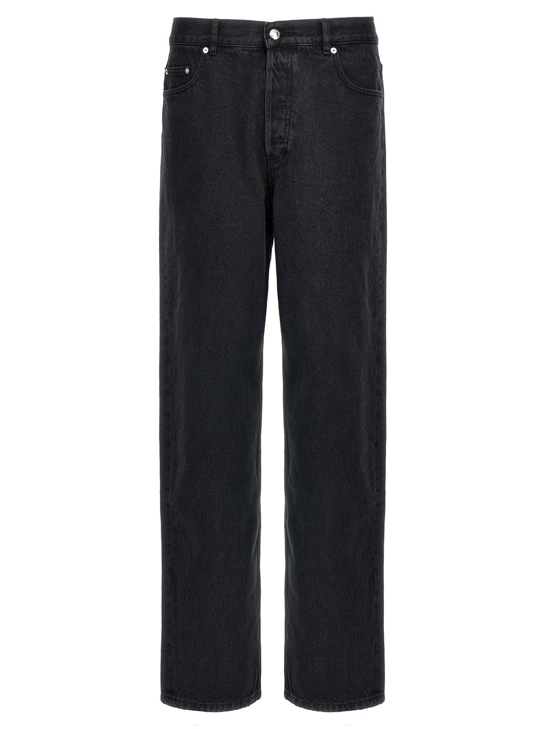Black Cotton Straight-Leg Jeans