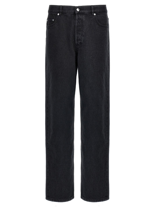 Black Cotton Straight-Leg Jeans