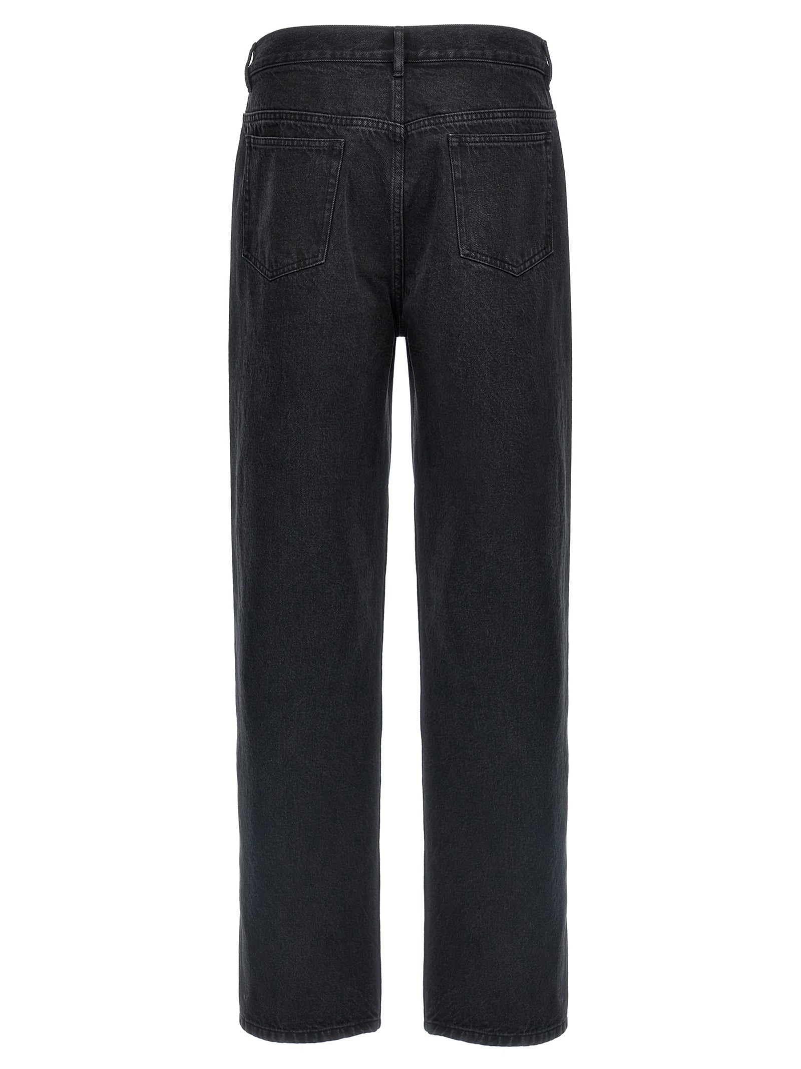 Black Cotton Straight-Leg Jeans