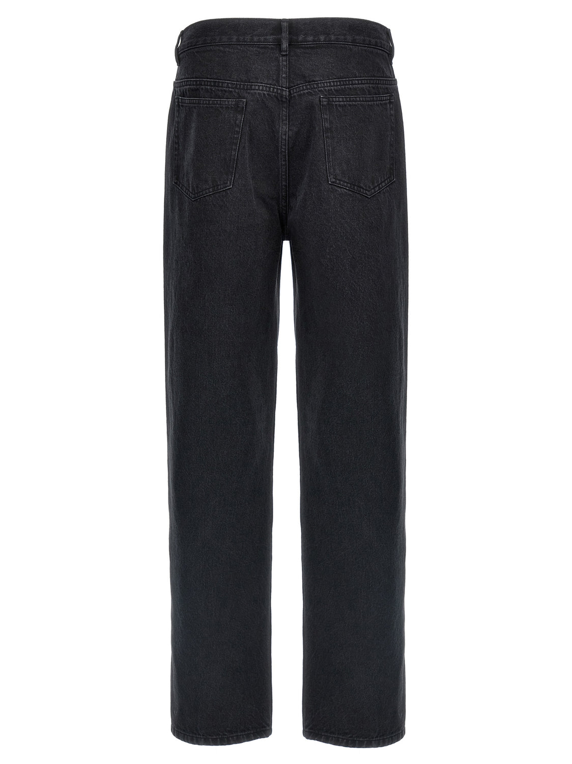 Black Cotton Straight-Leg Jeans