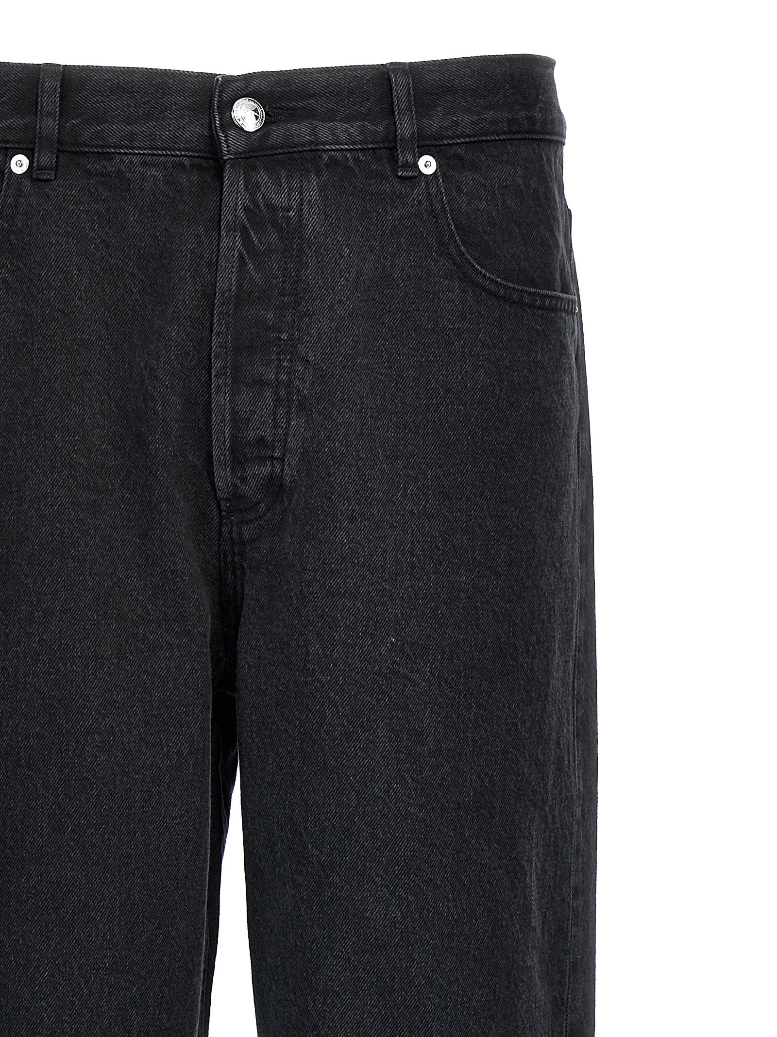 Black Cotton Straight-Leg Jeans