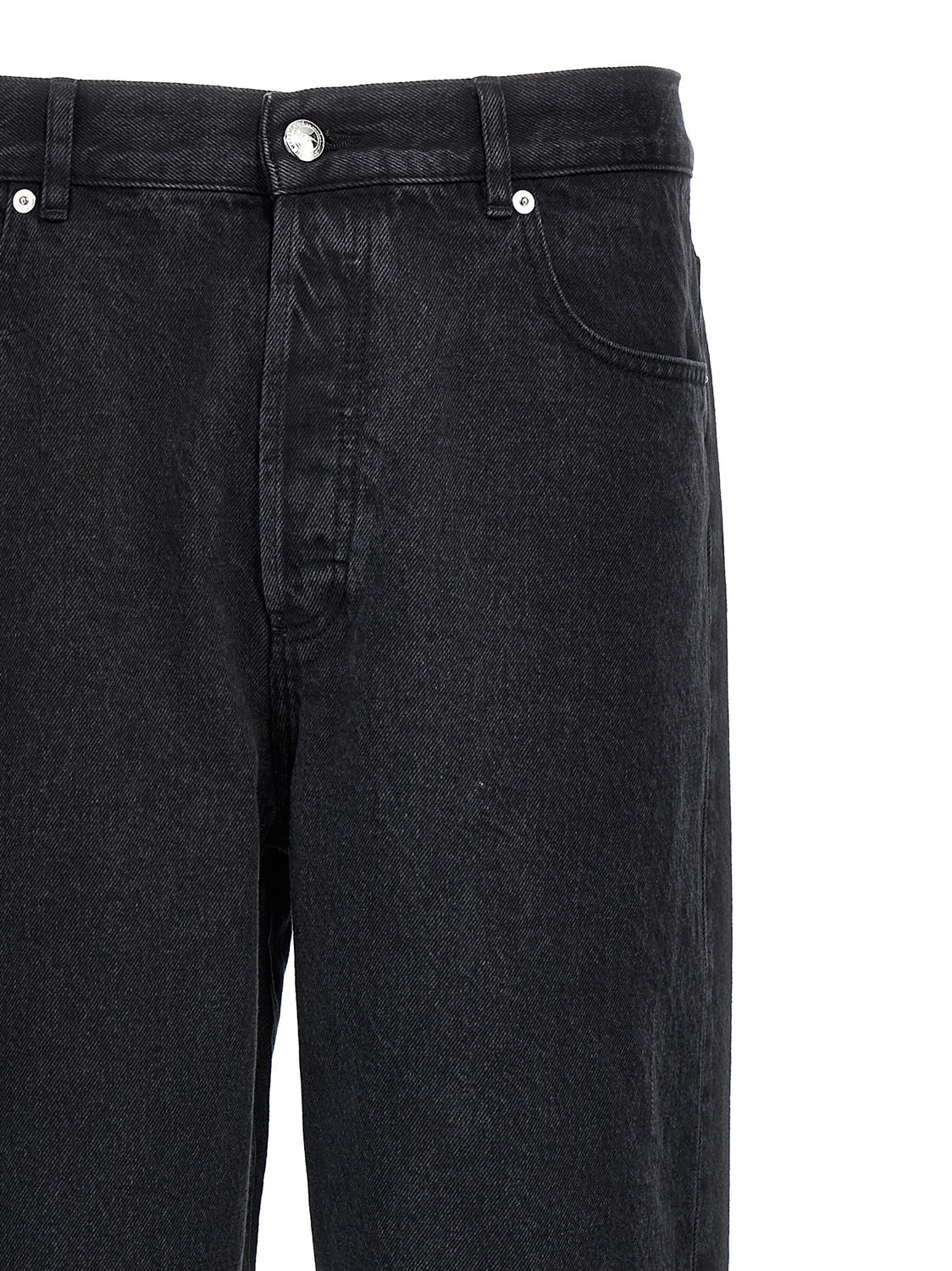 Black Cotton Straight-Leg Jeans