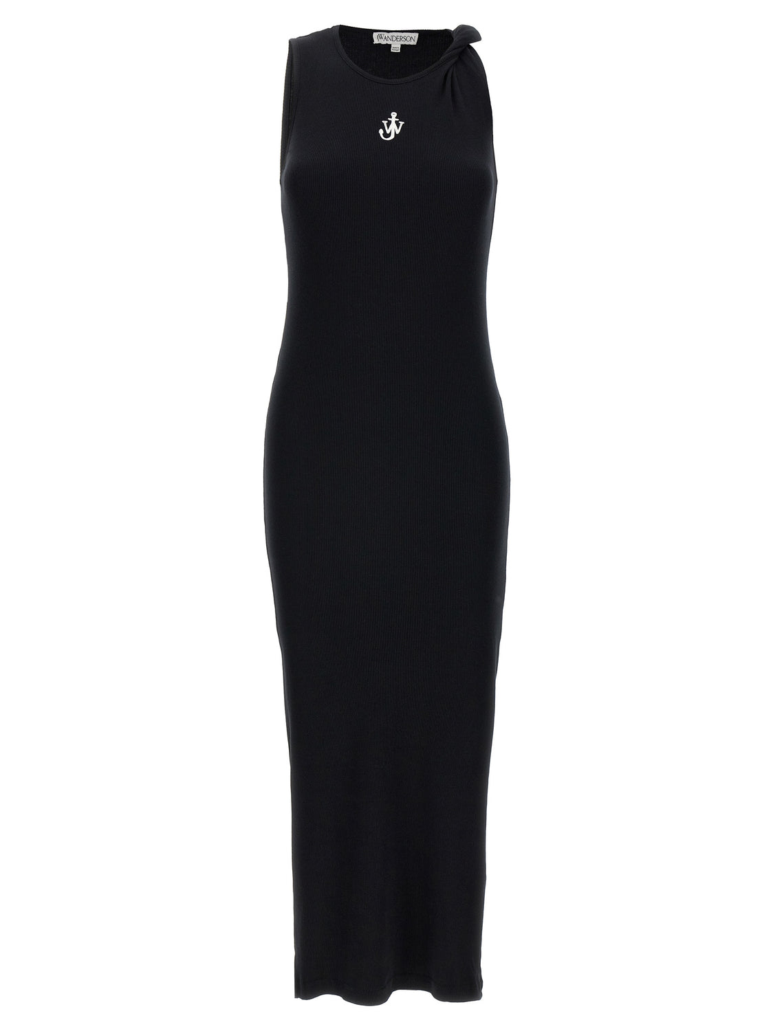Black Cotton Midi Dress