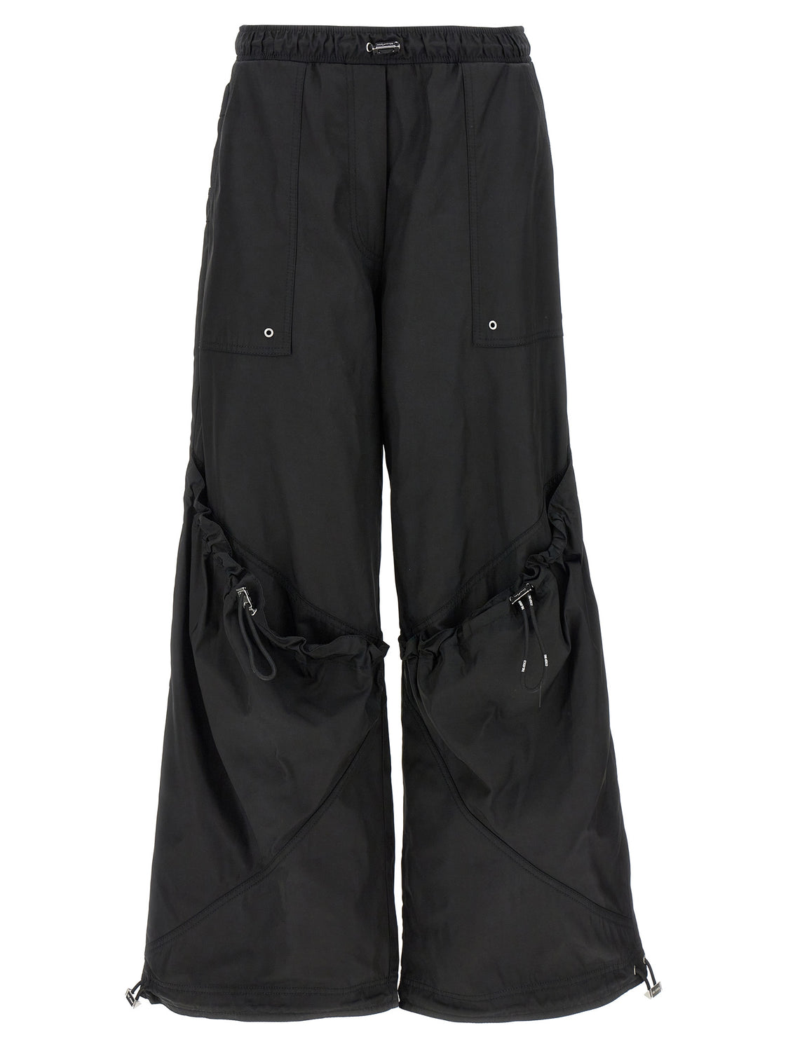 Black Polyester Casual Pants
