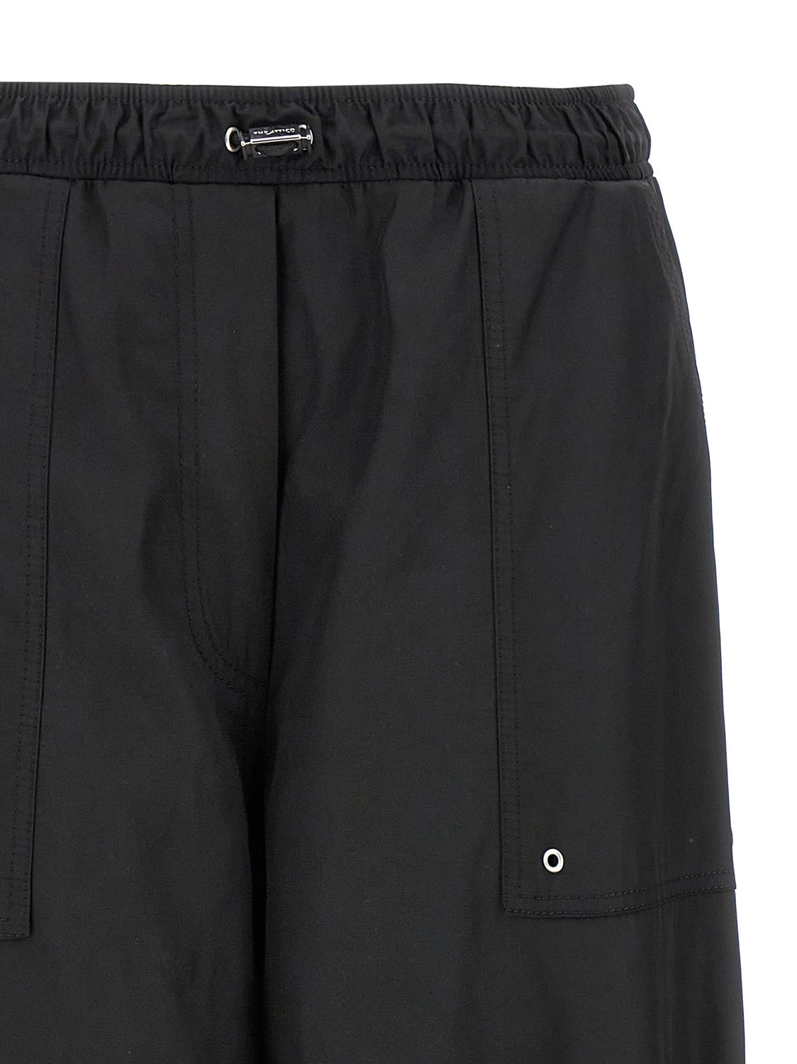 Black Polyester Casual Pants