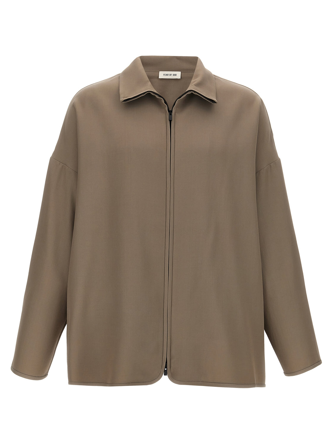 Beige Virgin Wool Full-Length Jacket
