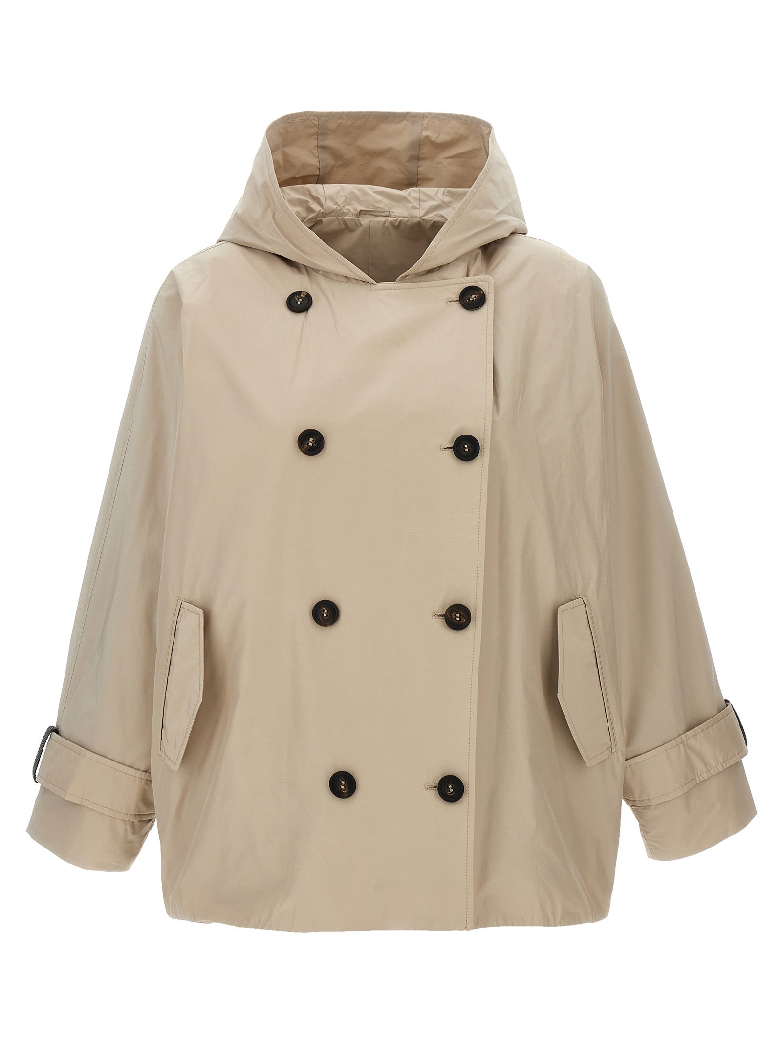 Beige Polyester Full-Length Jacket
