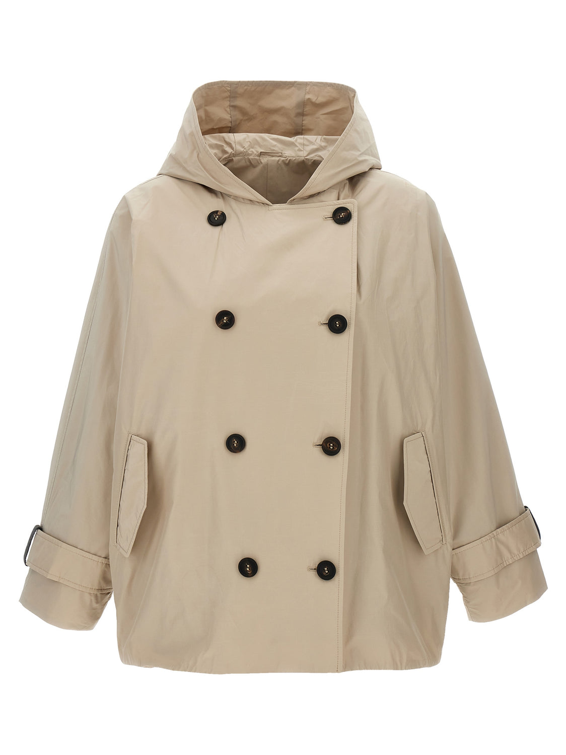 Beige Polyester Full-Length Jacket
