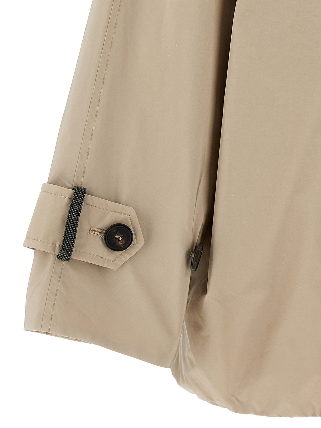 Beige Polyester Full-Length Jacket