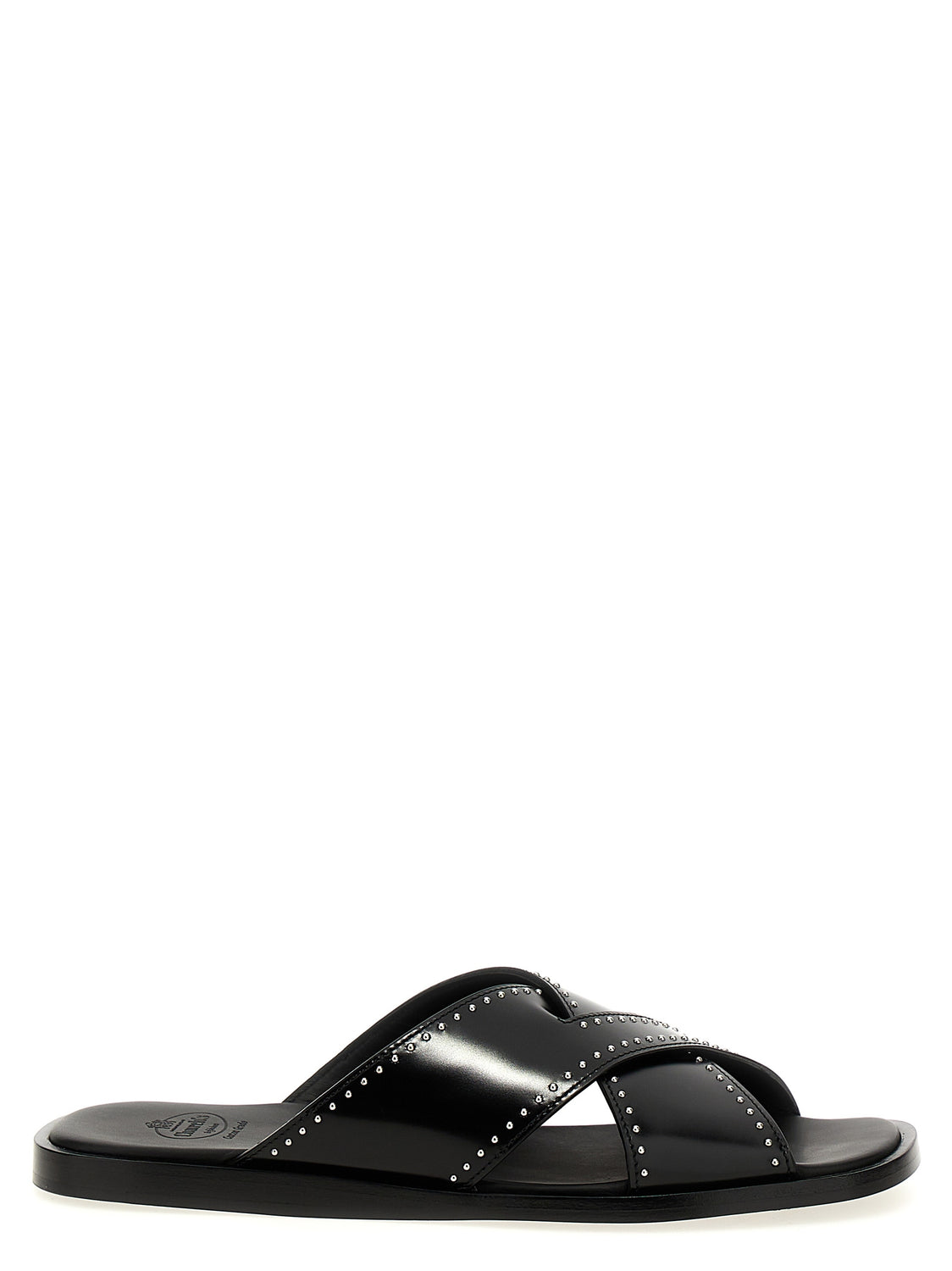Black Calf Leather Bos Taurus Slides