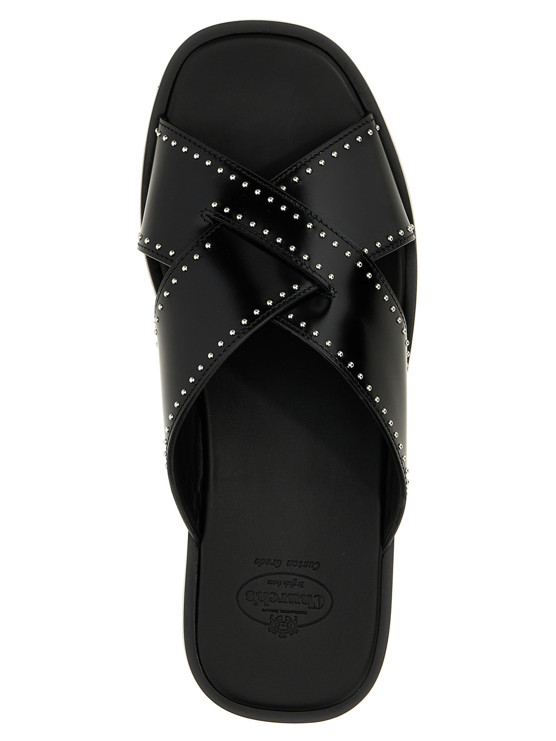 Black Calf Leather Bos Taurus Slides