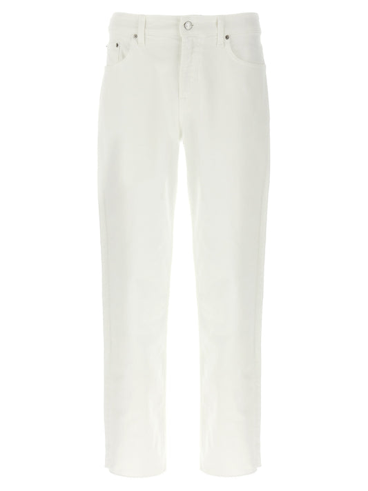White Cotton Straight-Leg Jeans