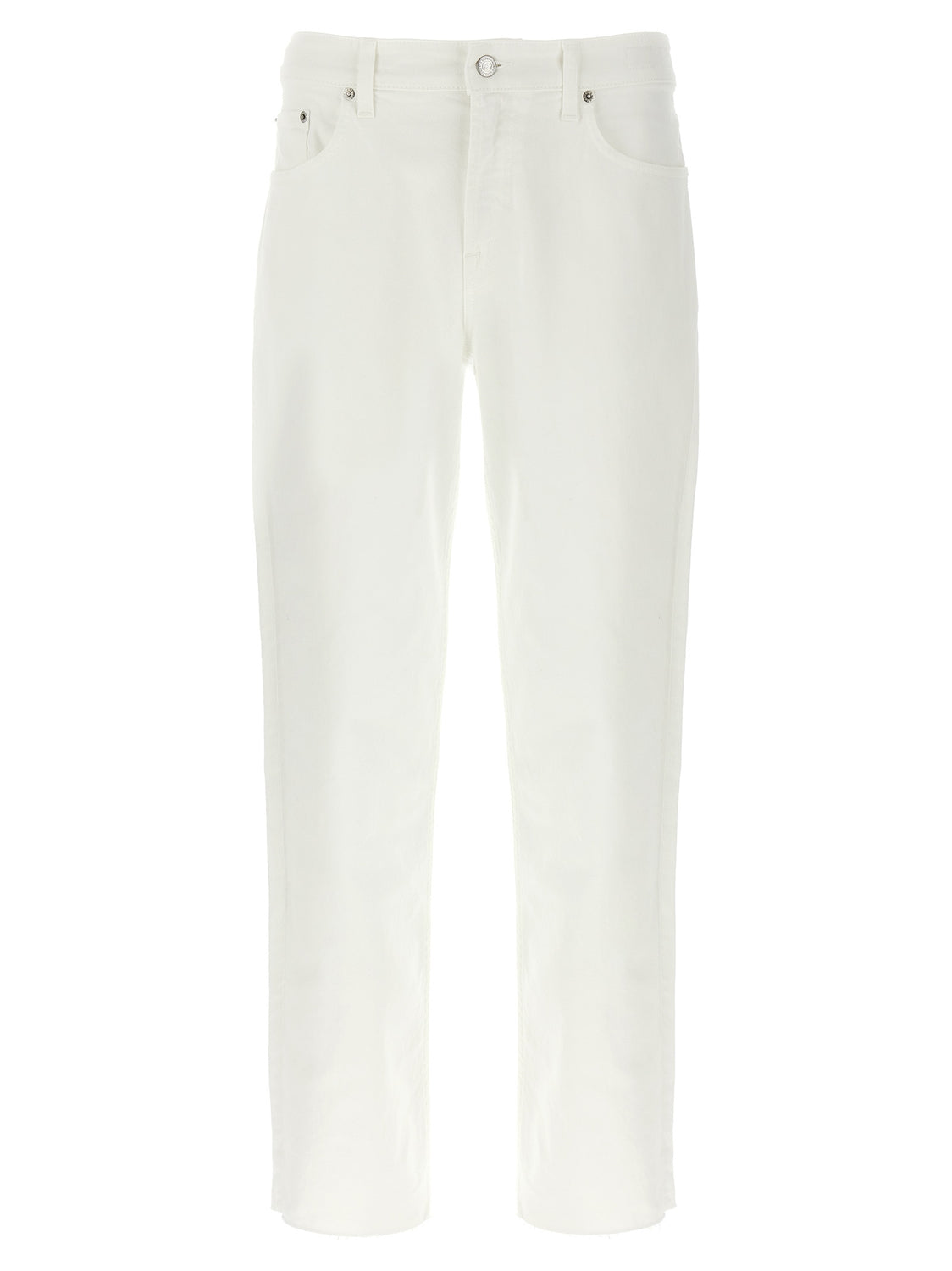 White Cotton Straight-Leg Jeans