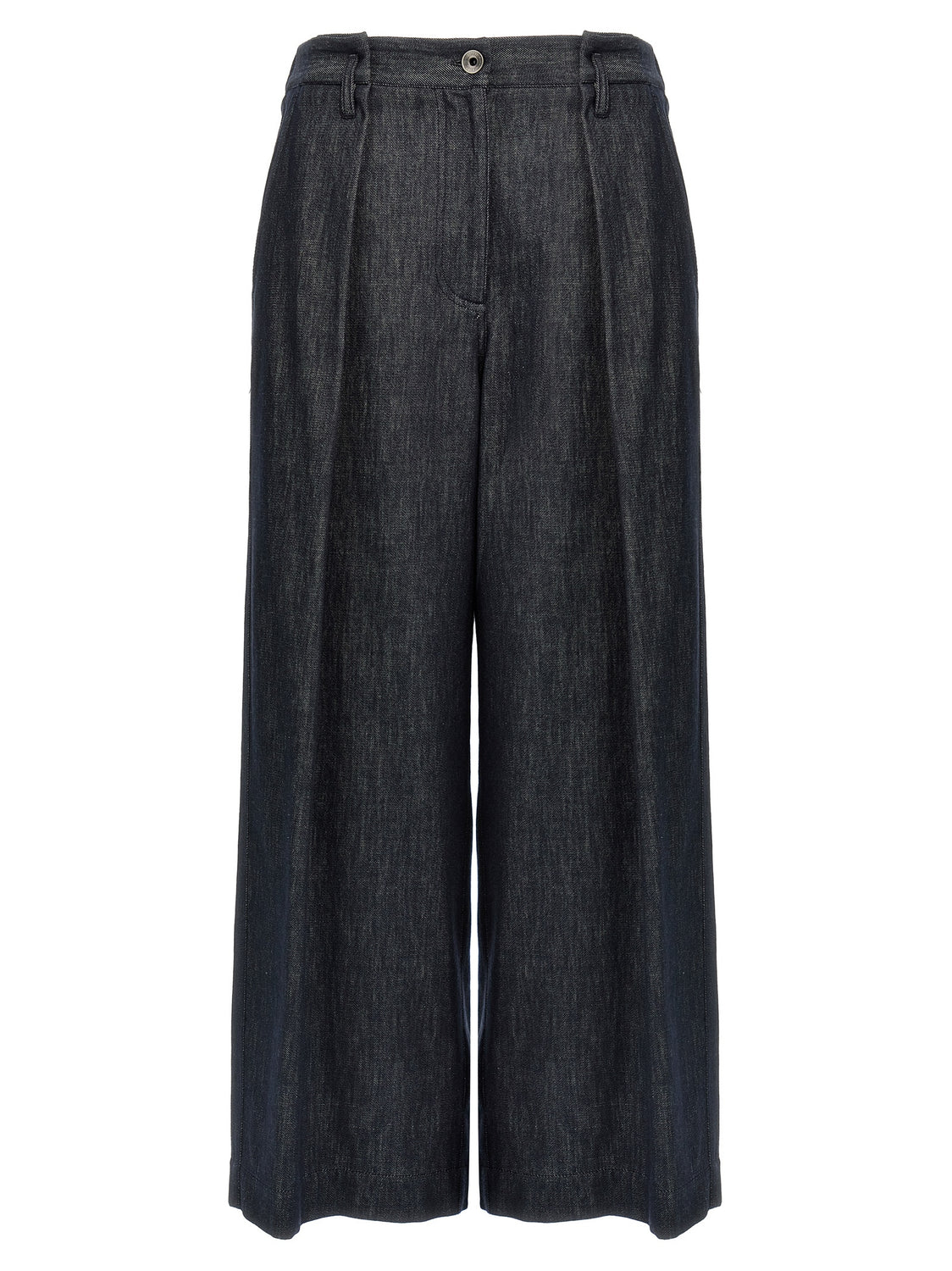 Blue Cotton Casual Pants