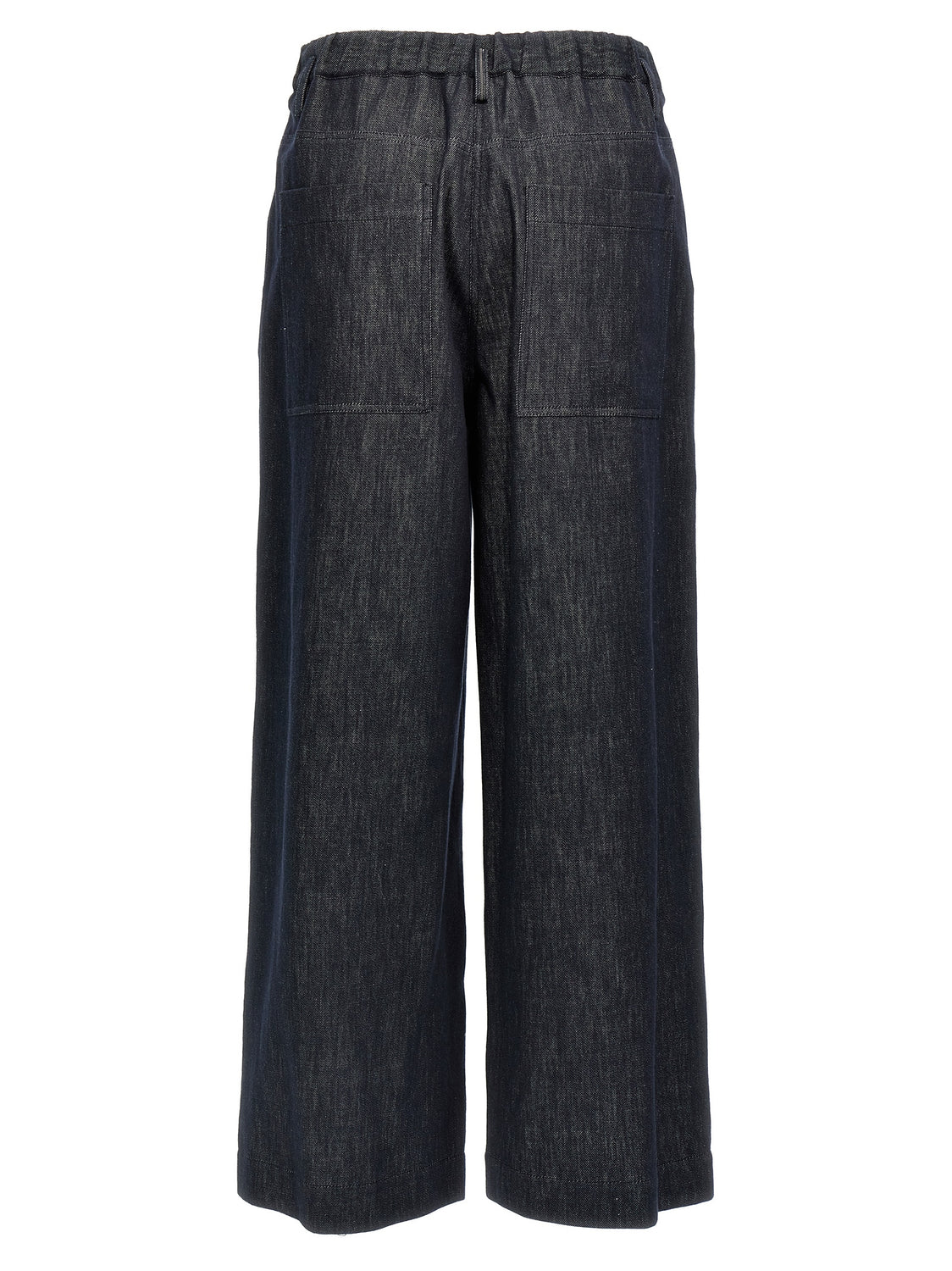 Blue Cotton Casual Pants