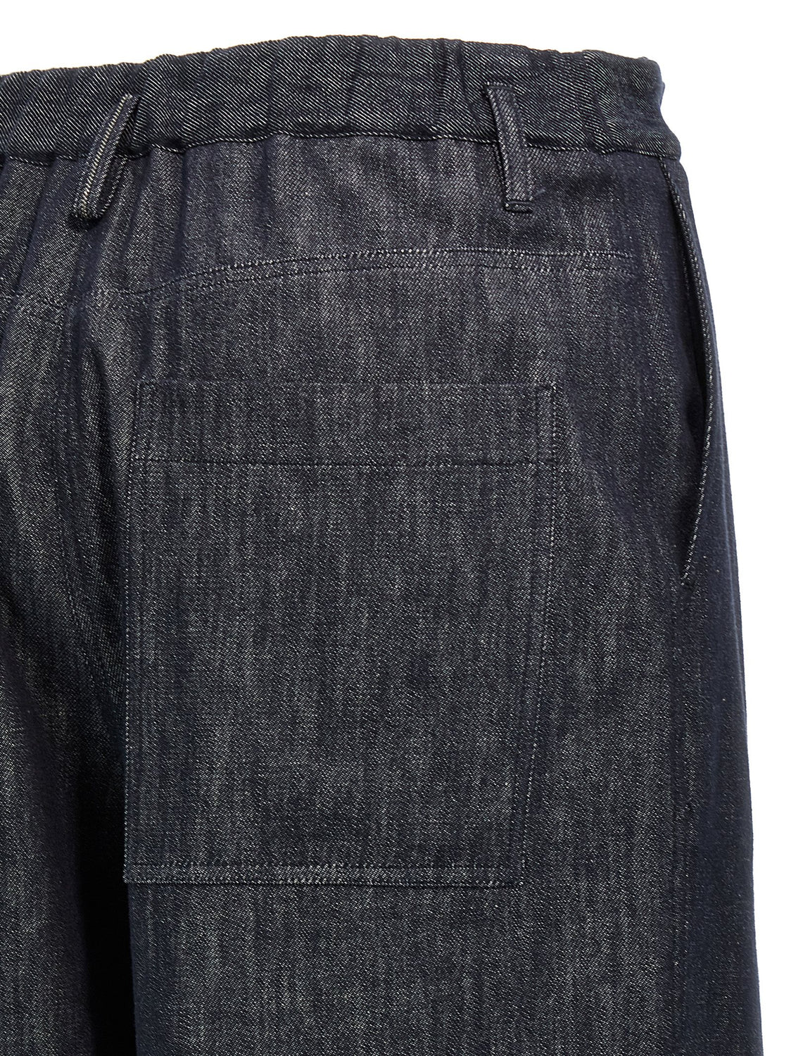 Blue Cotton Casual Pants