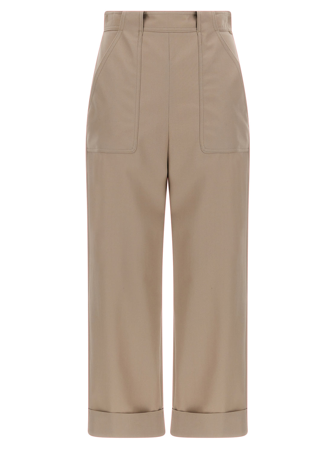 Beige Cotton Casual Pants