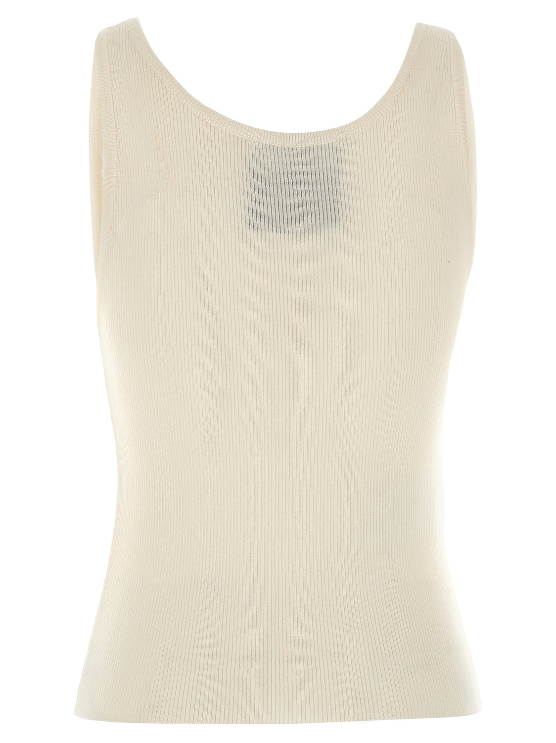 White Virgin Wool Sleeveles T-Shirt