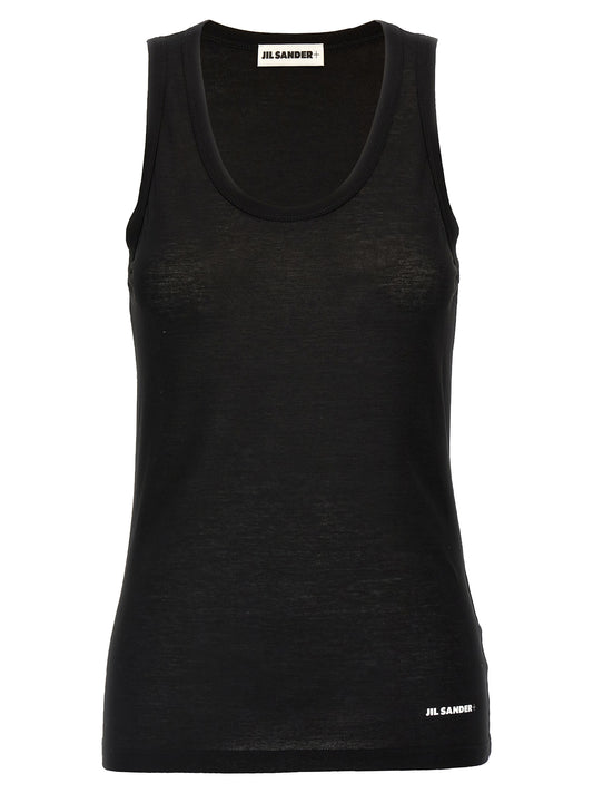 Black Cotton Sleeveles T-Shirt