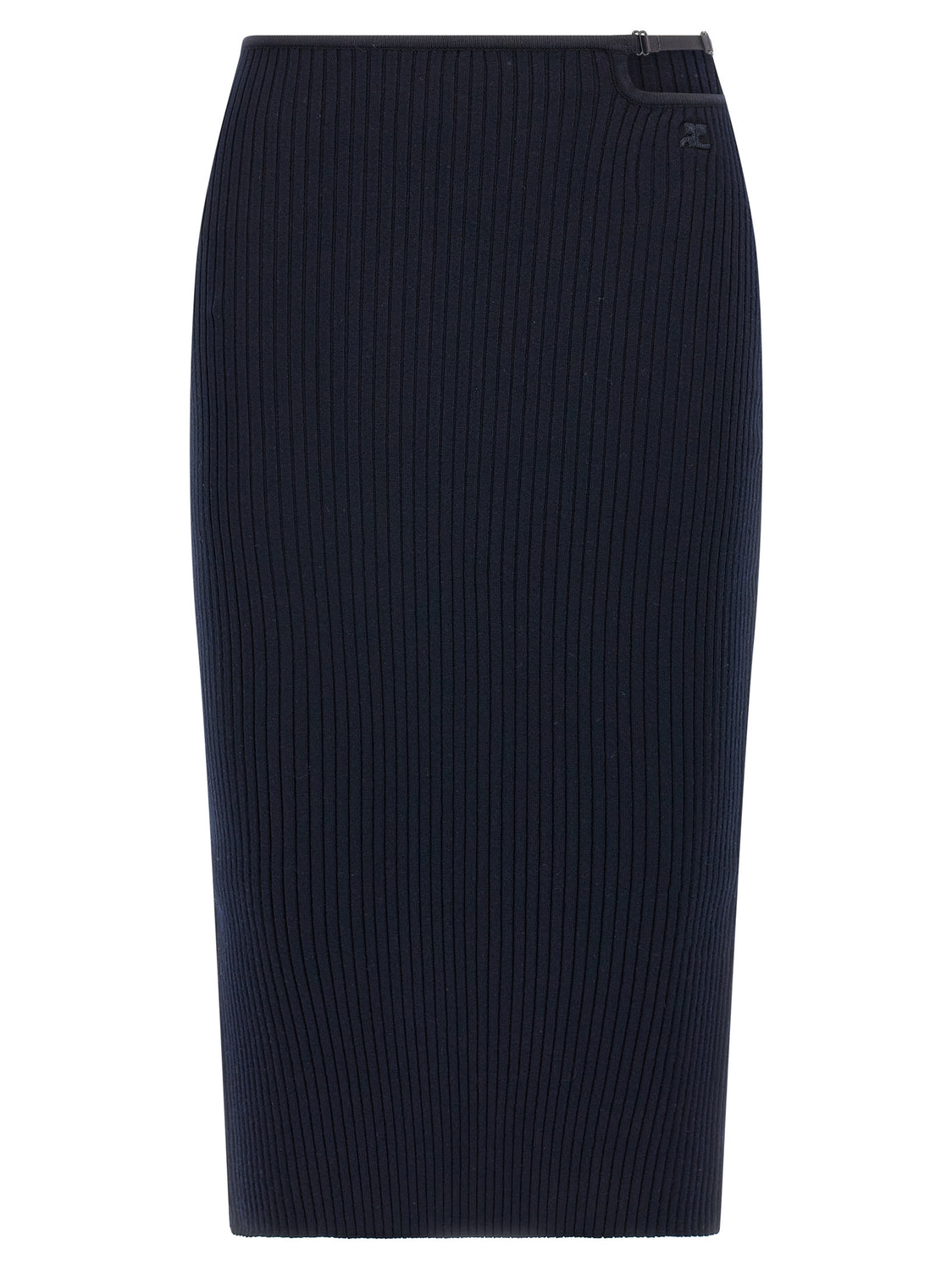 Blue Viscose Midi Skirt