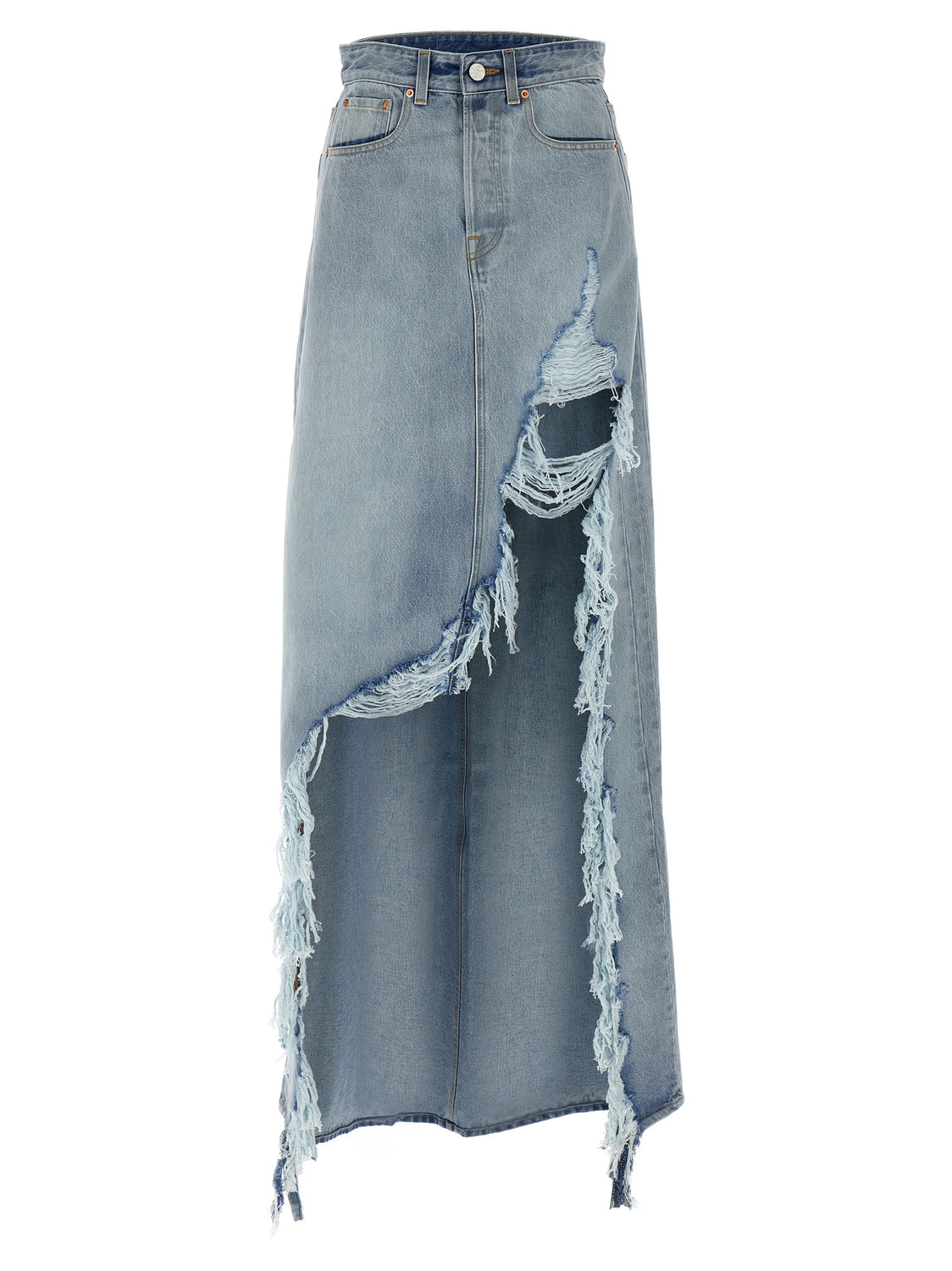Blue Cotton Mini Skirt