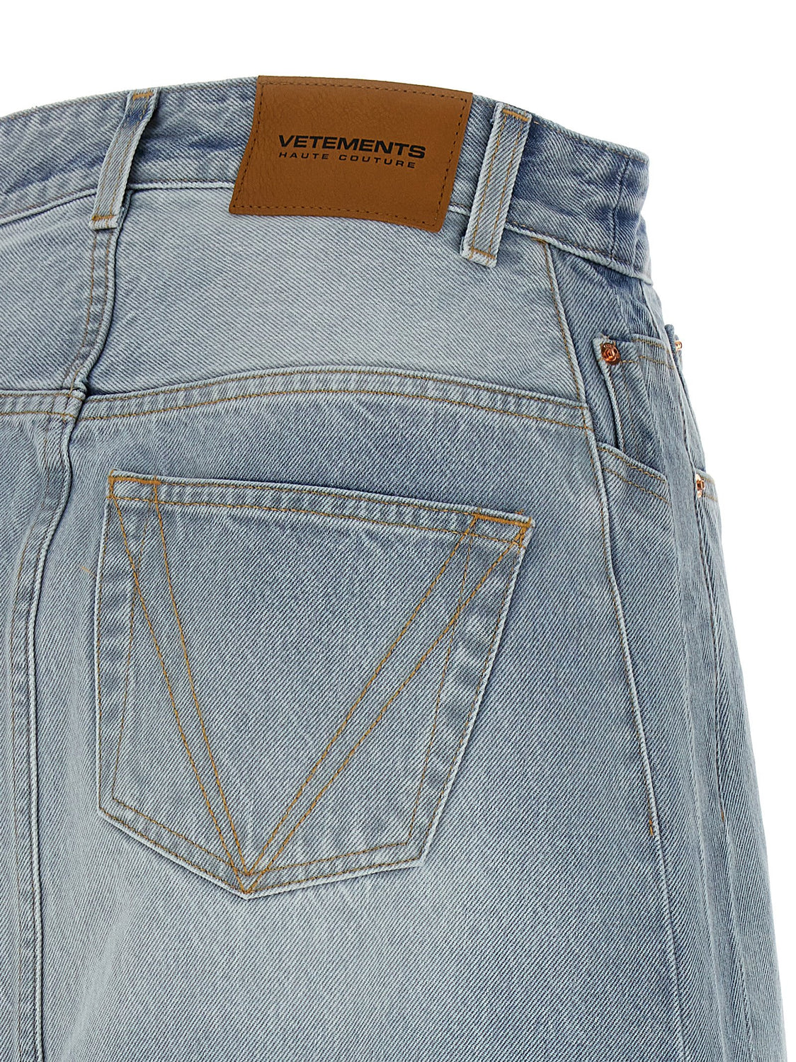 Blue Cotton Mini Skirt