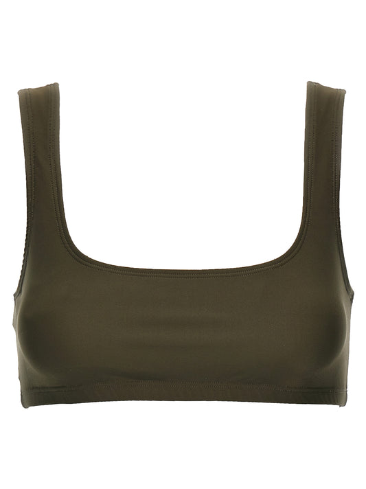Brown Polyamide Tank Tops