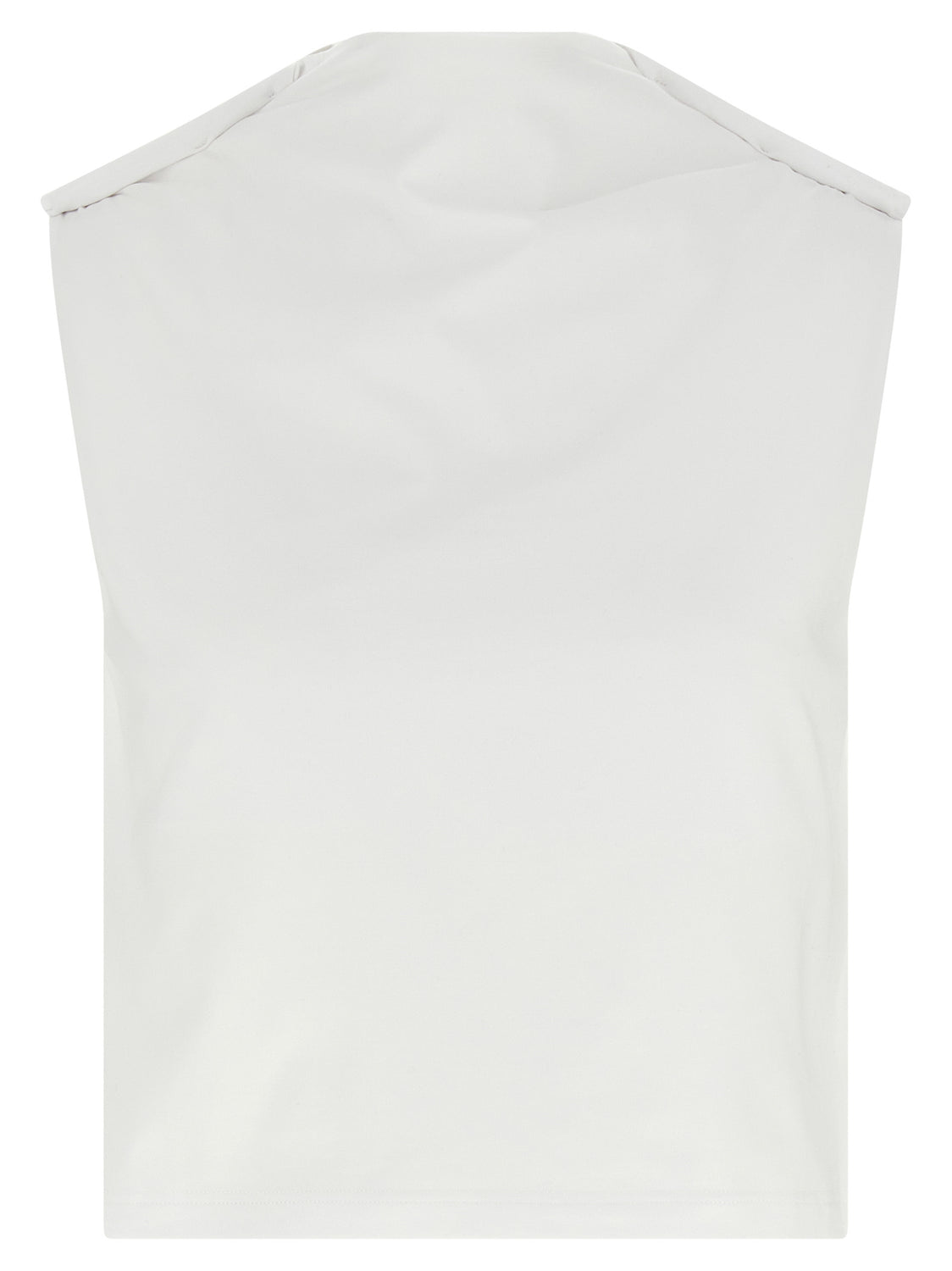 White Cotton Sleeveles T-Shirt
