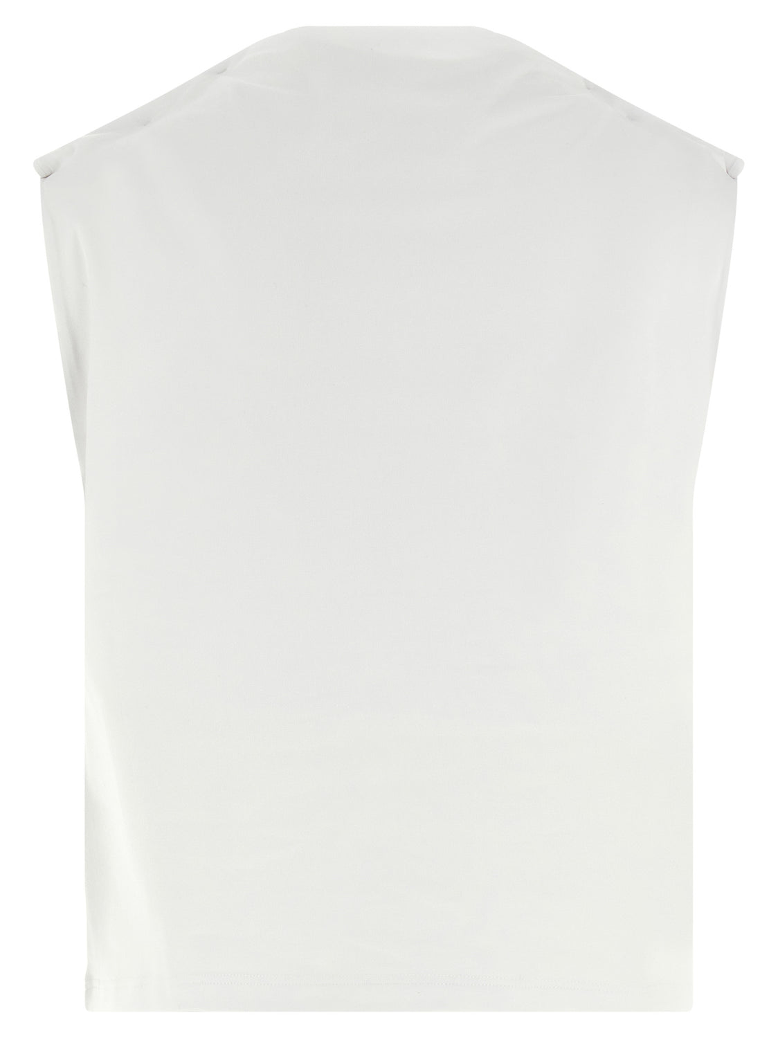 White Cotton Sleeveles T-Shirt