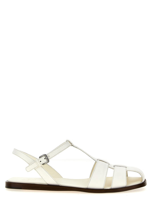 White Lamb Leather Flat Sandals