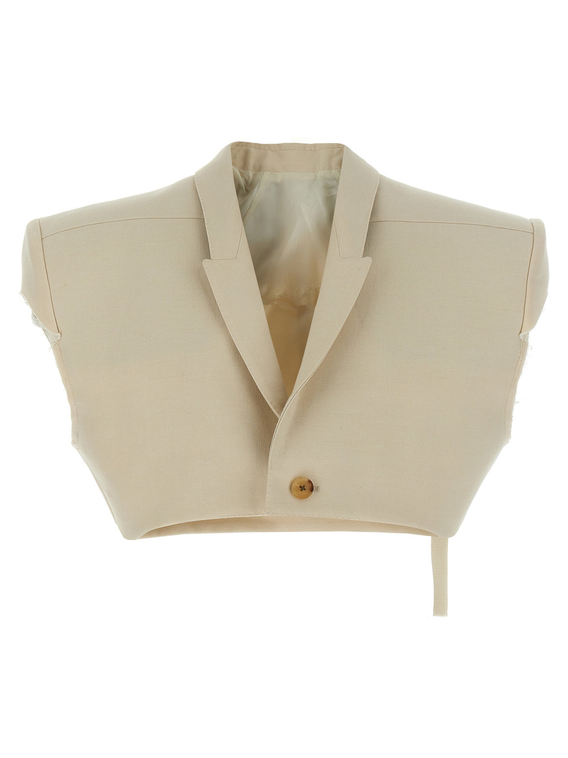 Beige Cotton Sleeveless Jacket