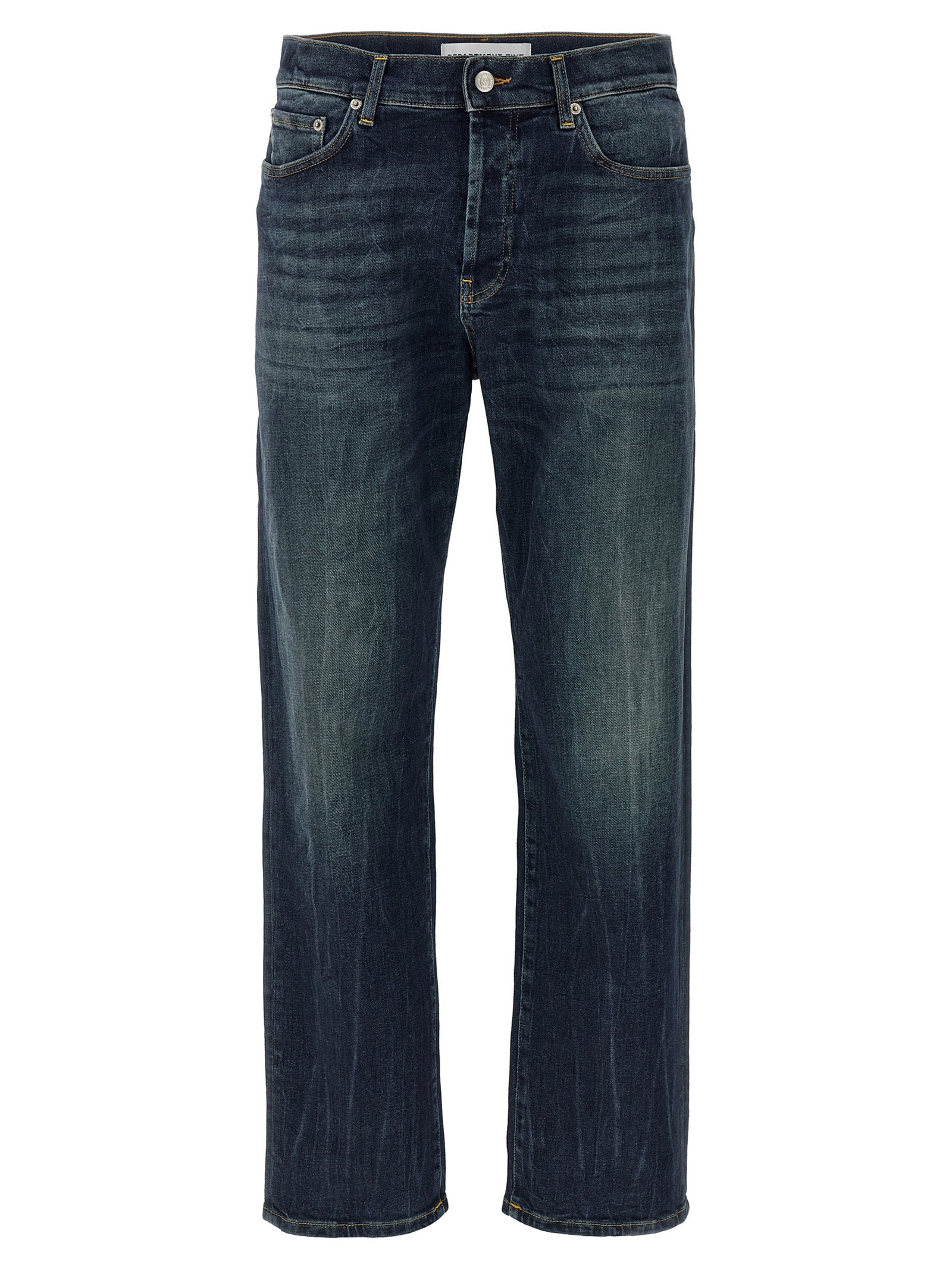 Blue Cotton Straight-Leg Jeans