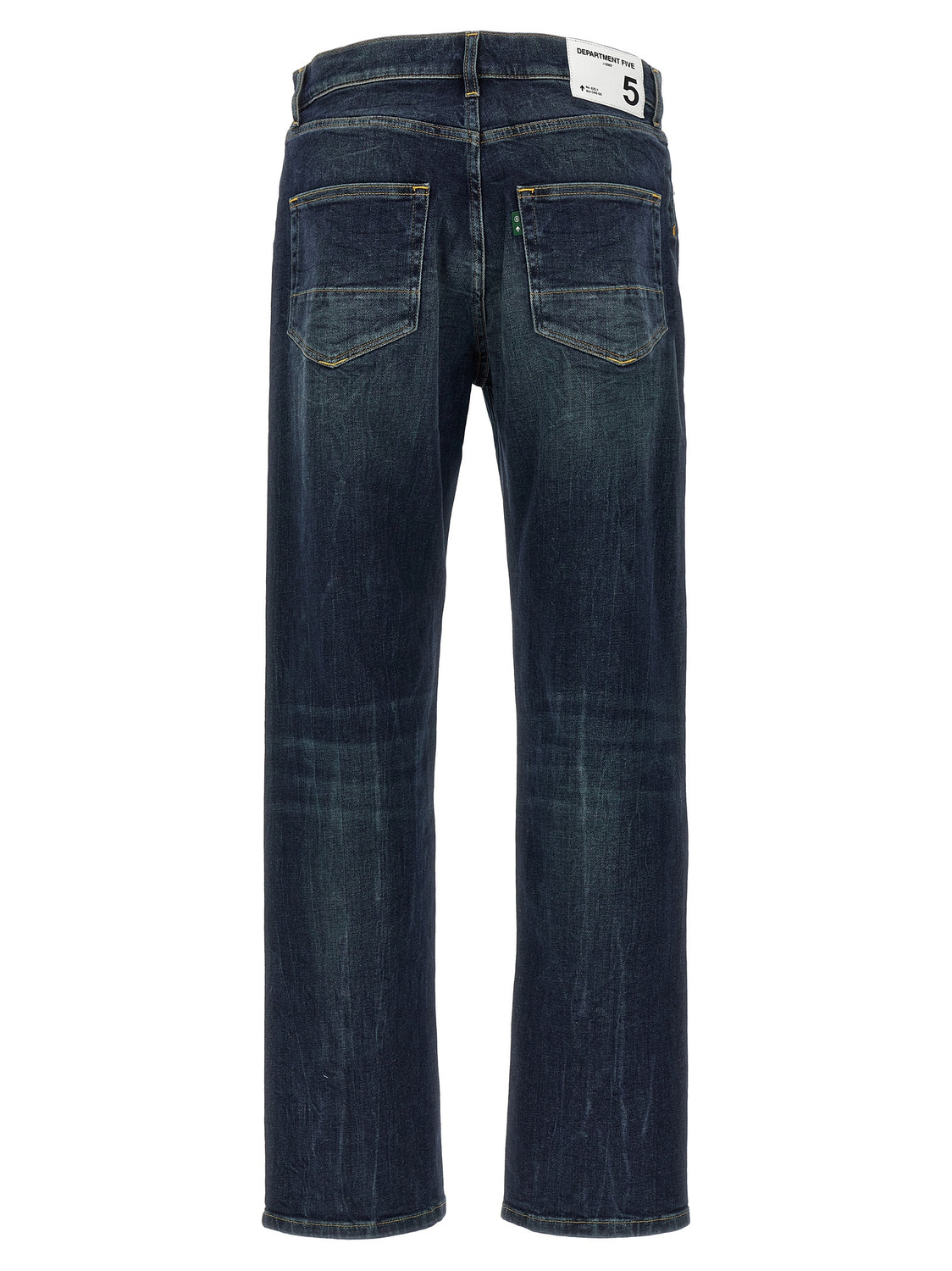 Blue Cotton Straight-Leg Jeans