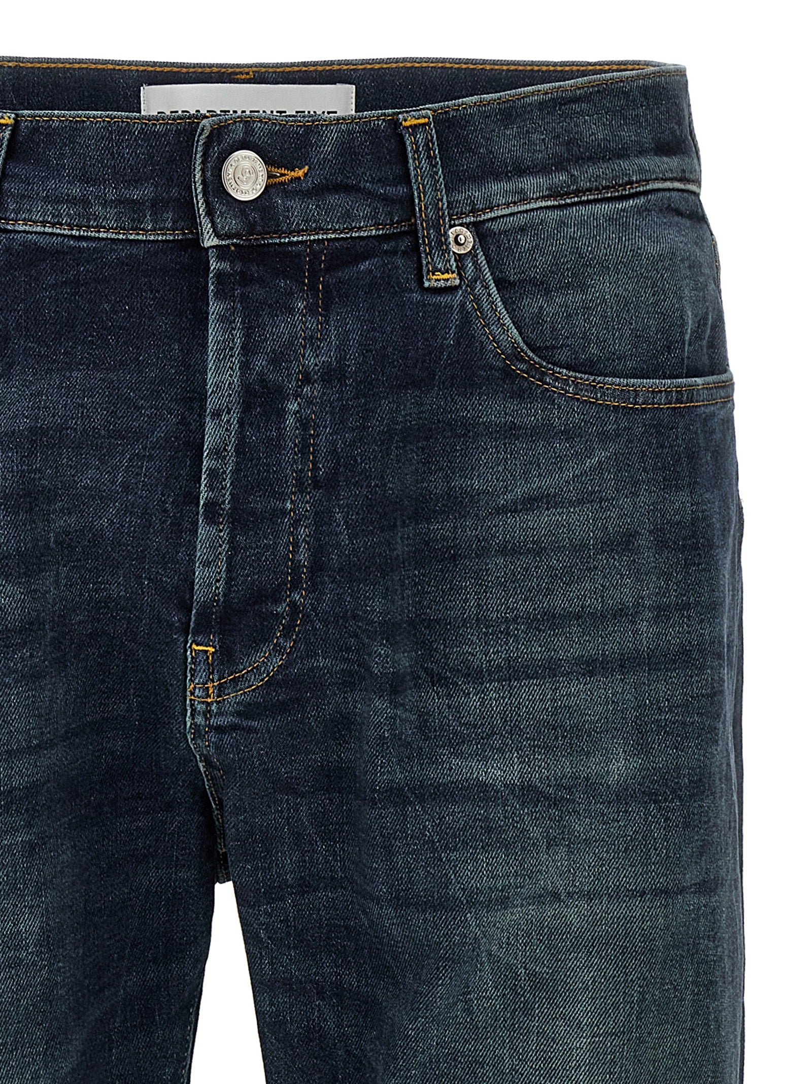 Blue Cotton Straight-Leg Jeans