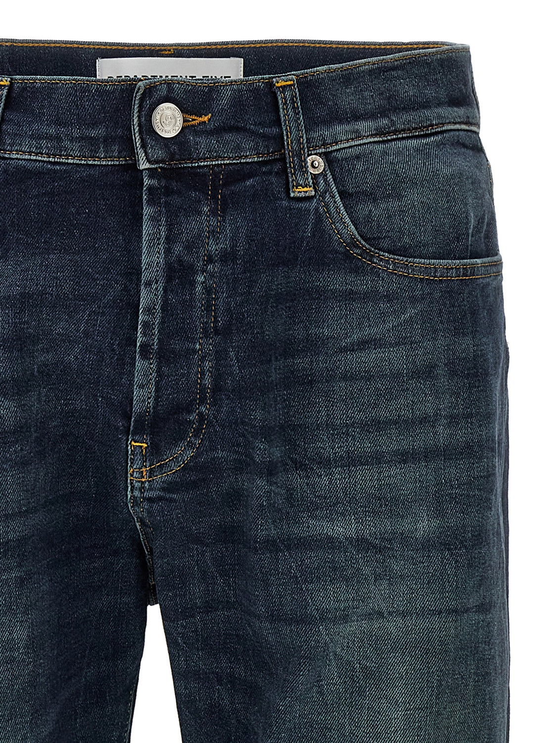 Blue Cotton Straight-Leg Jeans