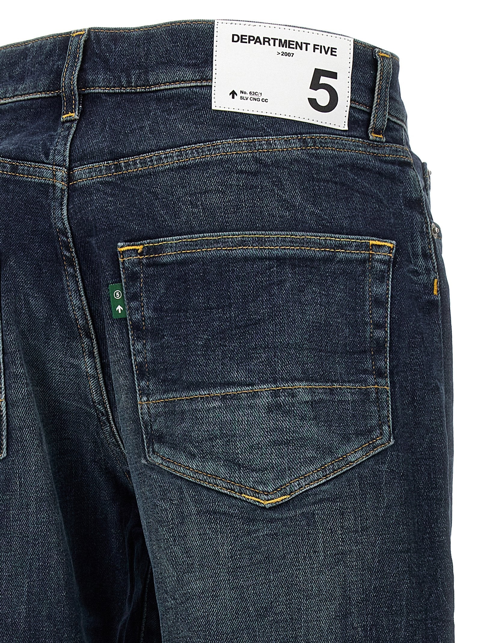 Blue Cotton Straight-Leg Jeans