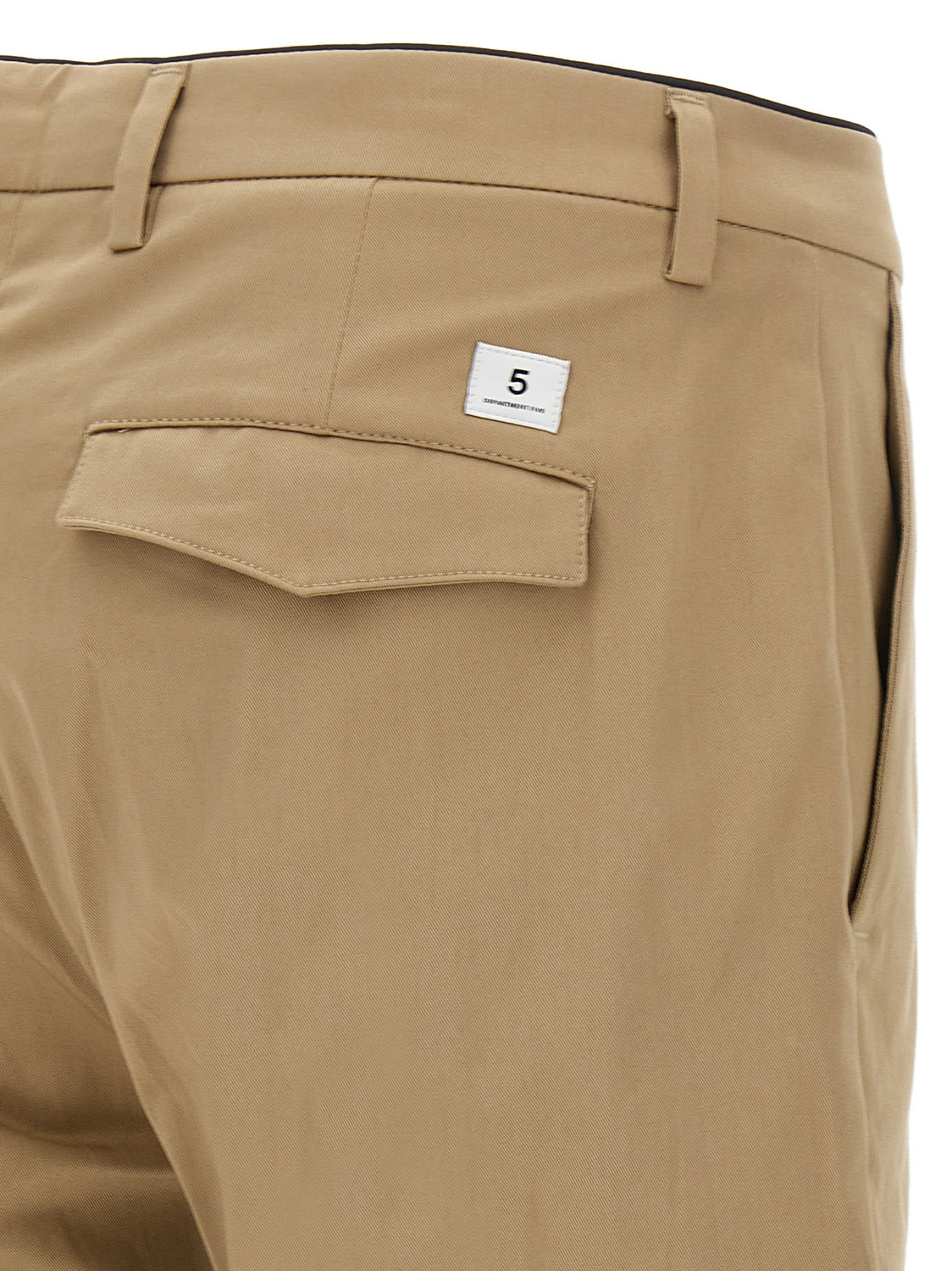 Beige Cotton Cropped Pants