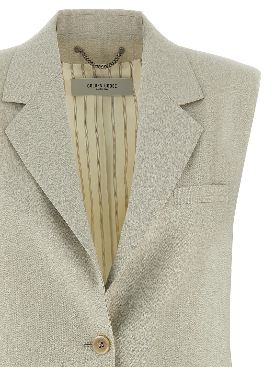 Beige Virgin Wool Sleeveless Jacket