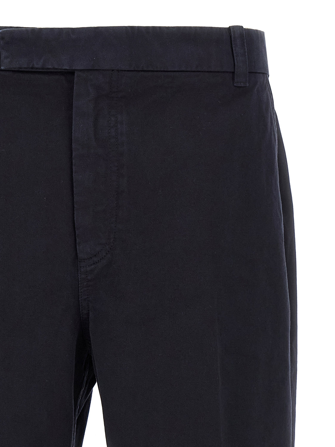 Blue Cotton Casual Pants