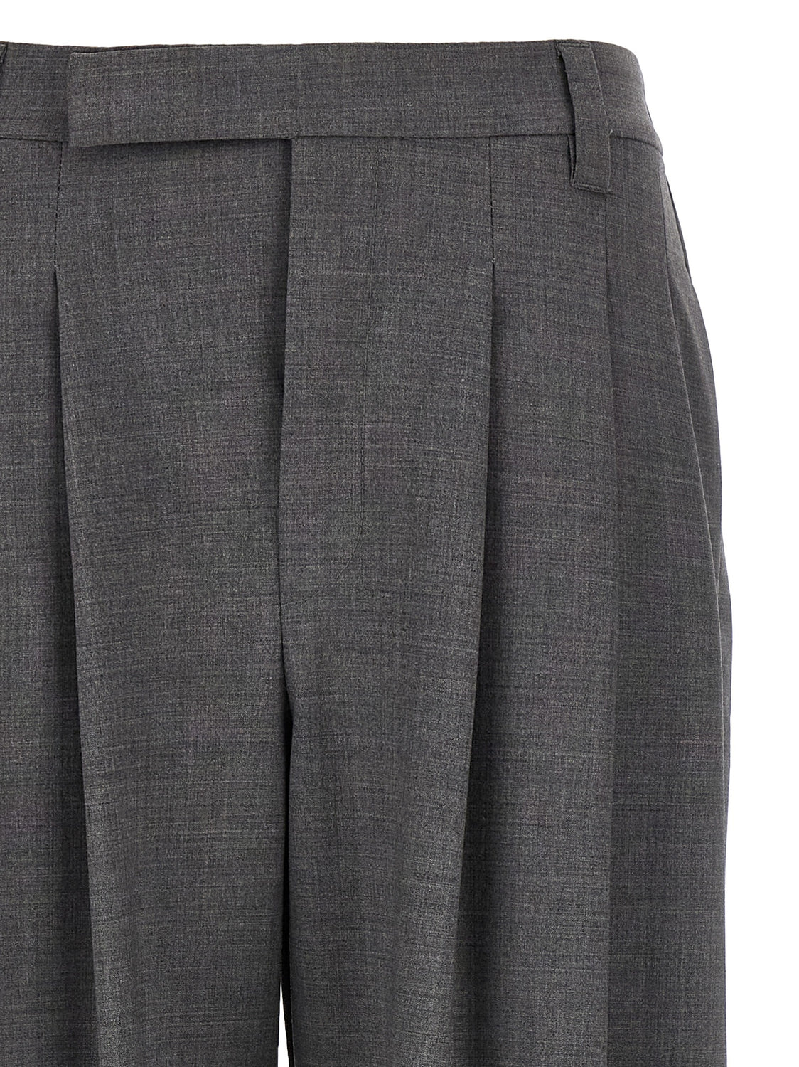 Gray Virgin Wool Casual Pants