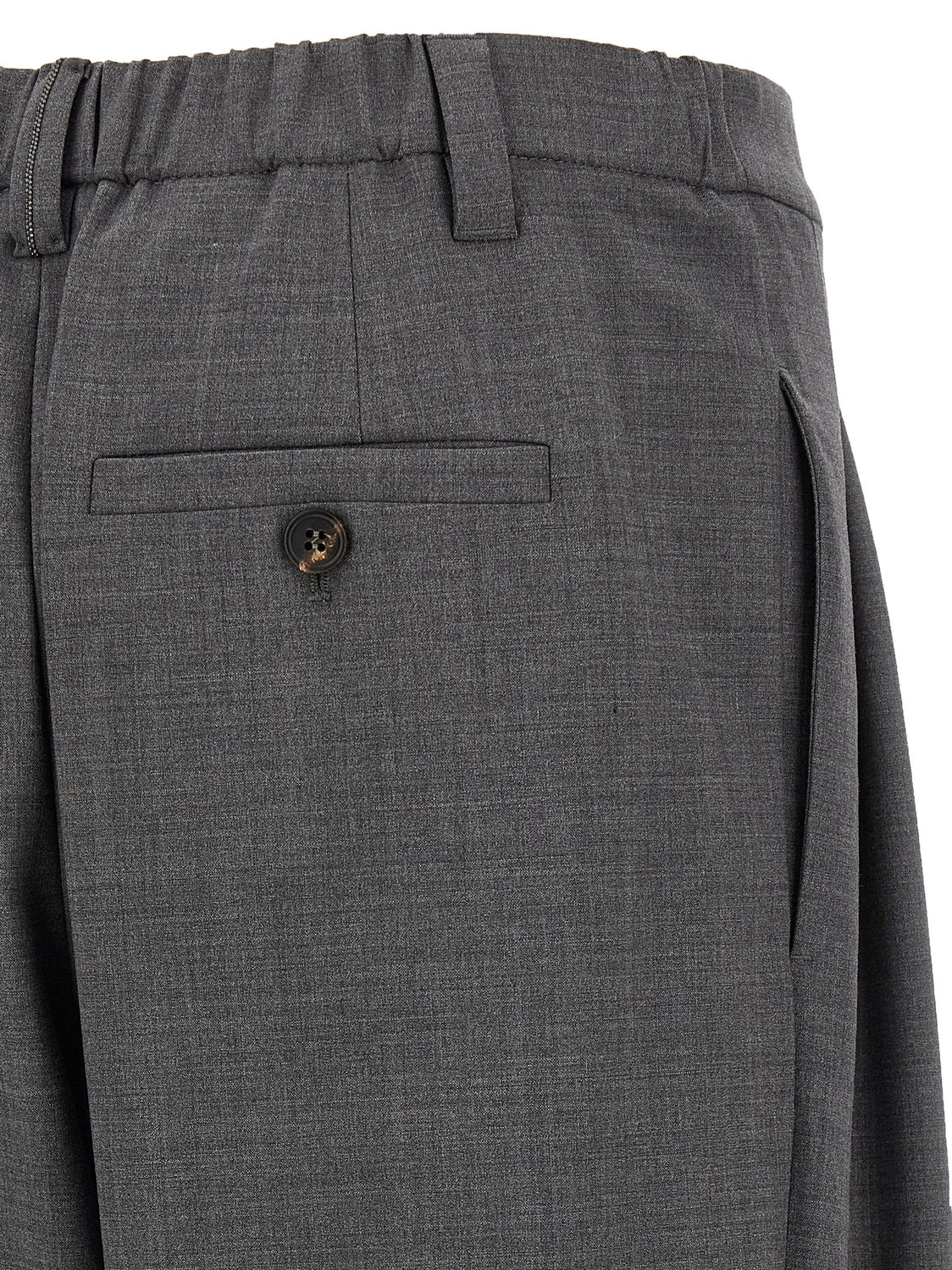 Gray Virgin Wool Casual Pants