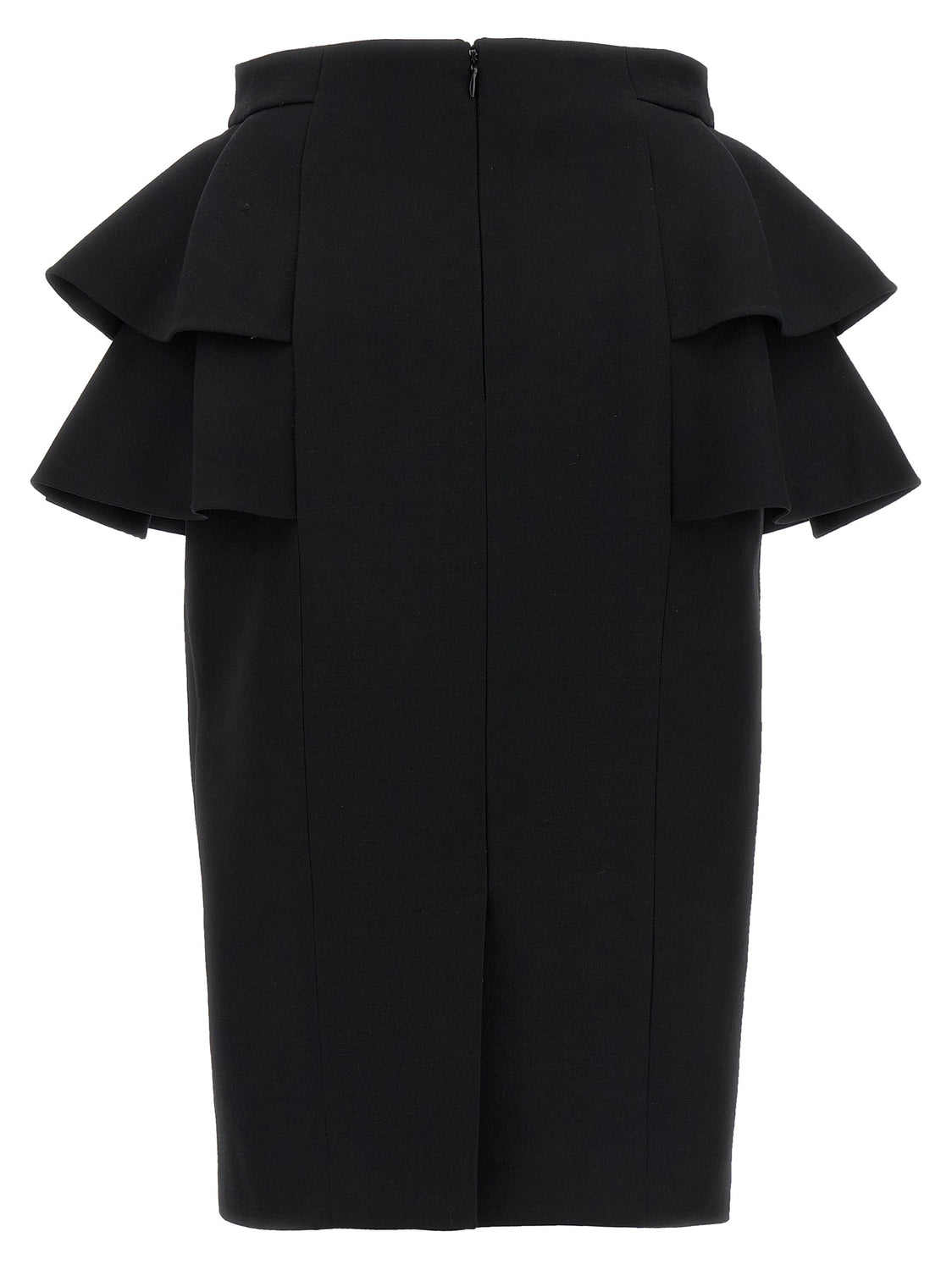 Black Virgin Wool Midi Skirt
