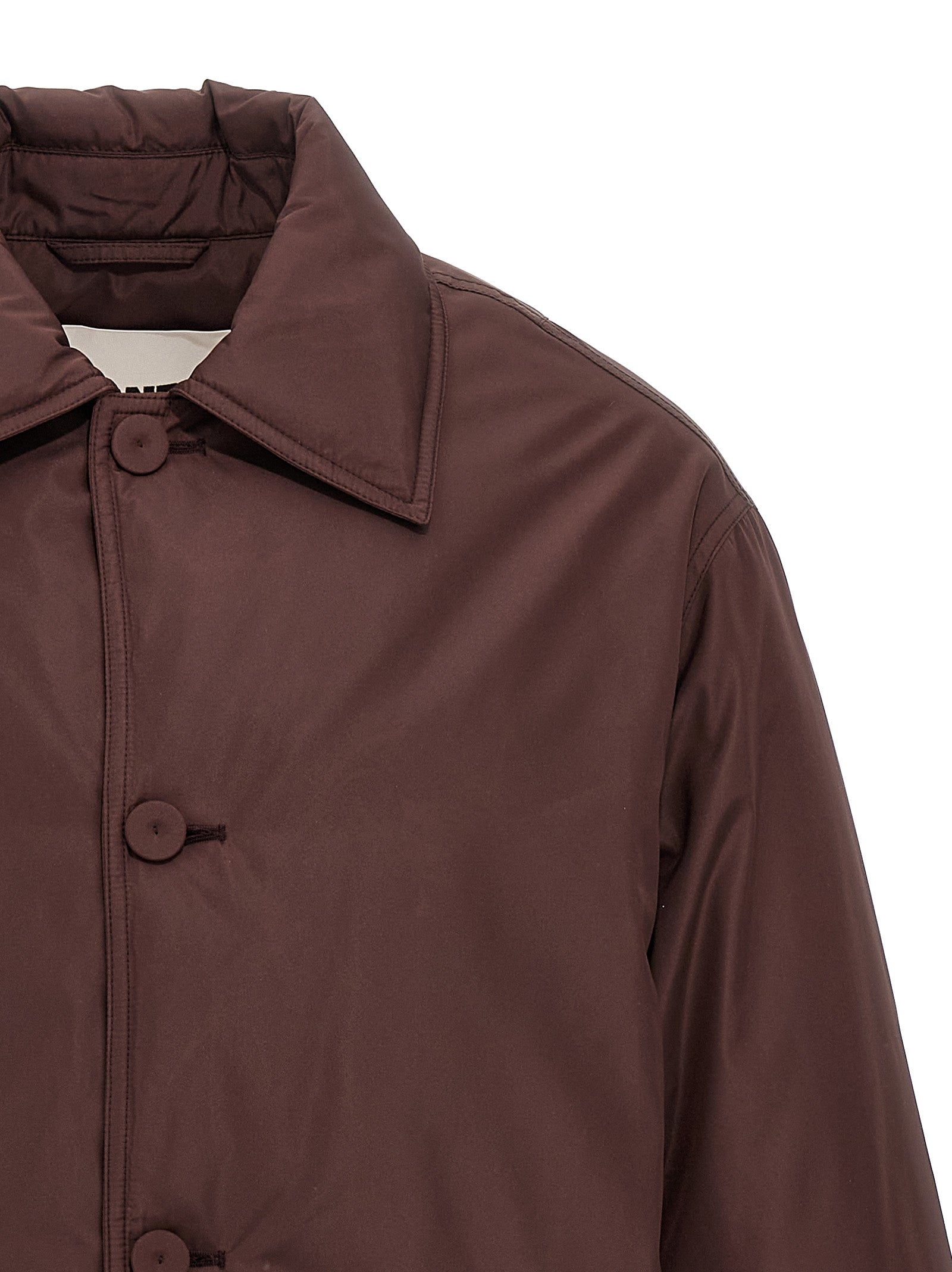 Brown Polyester Full-Length Jacket