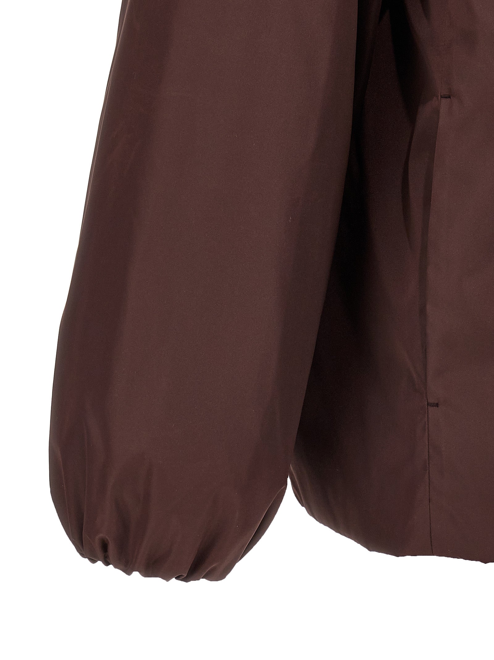Brown Polyester Full-Length Jacket