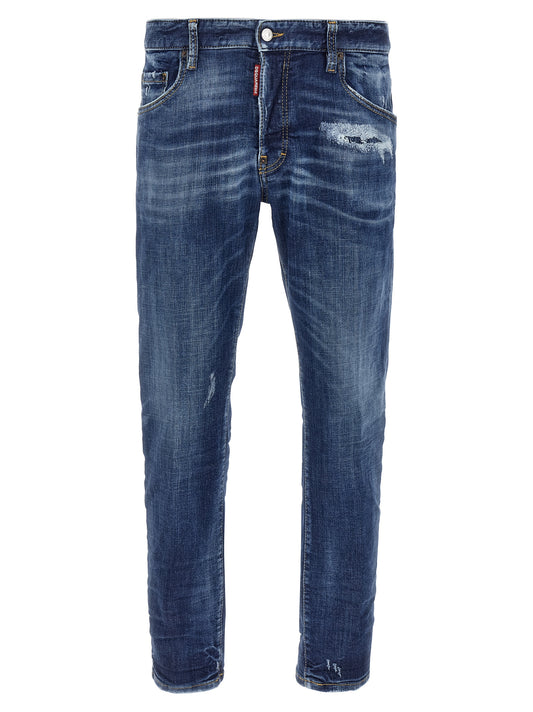 Blue Cotton Skinny Jeans
