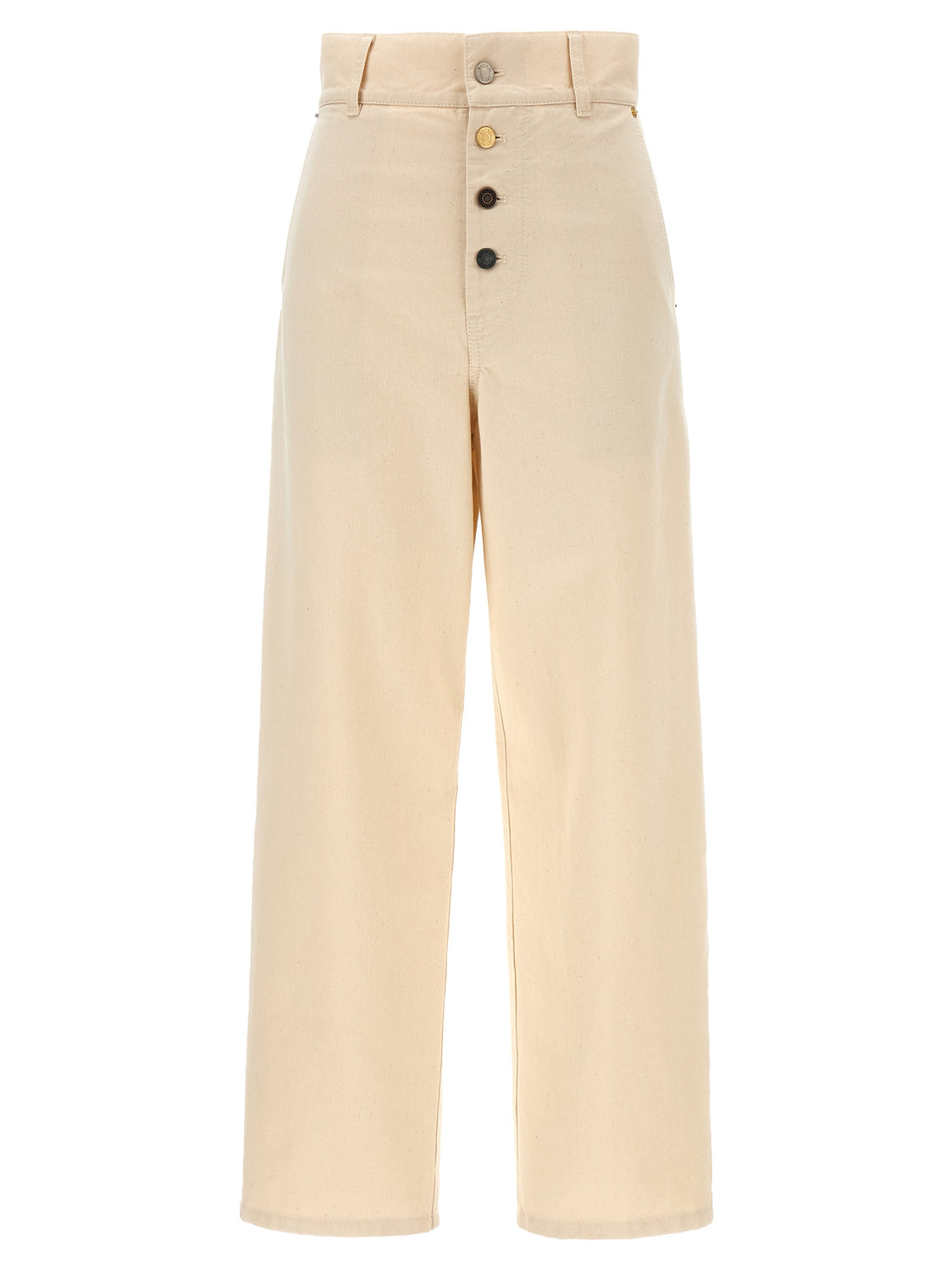 Beige Cotton Casual Pants