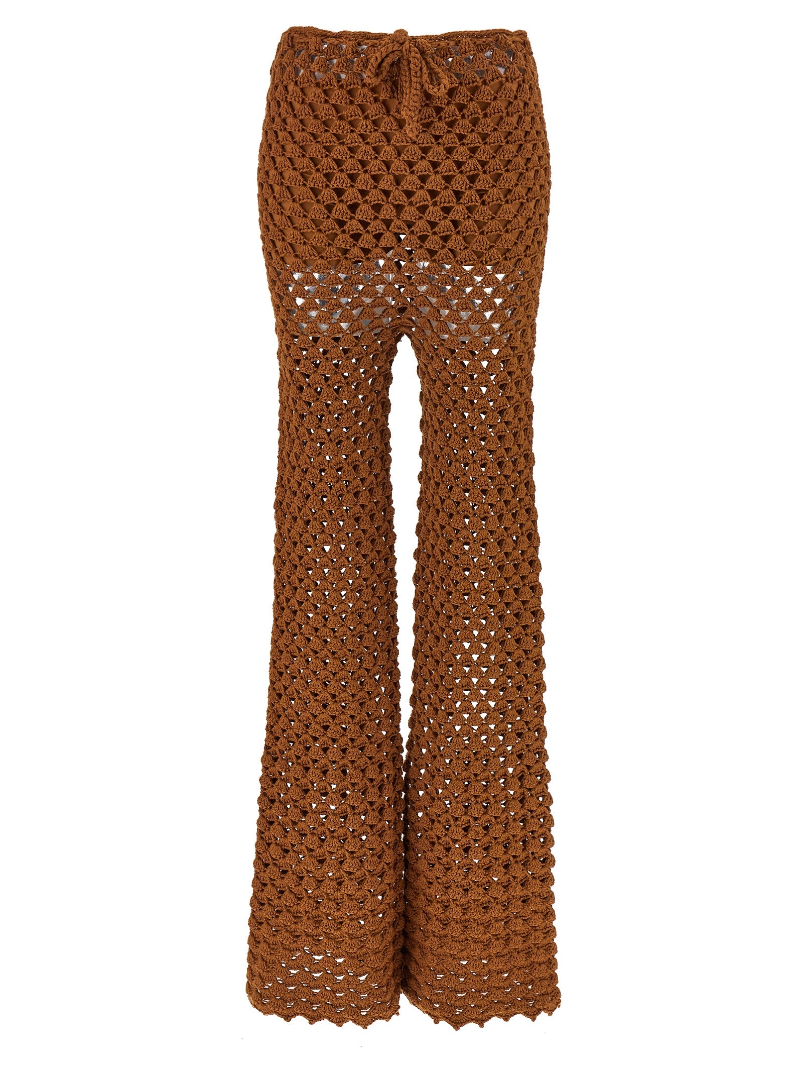Brown Cotton Flared Pants