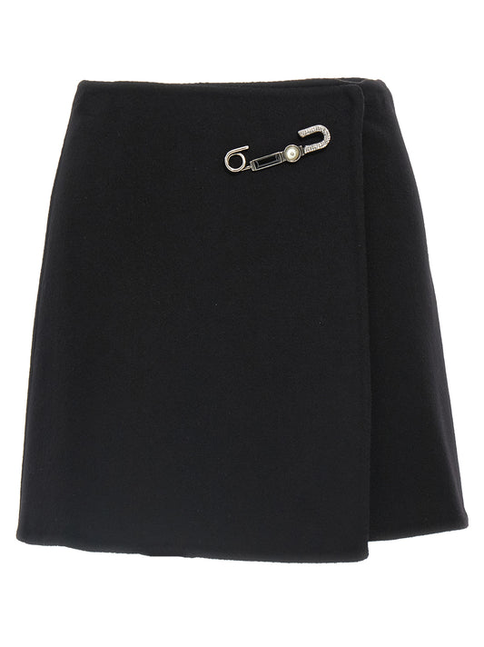 Black Virgin Wool Long Skirt